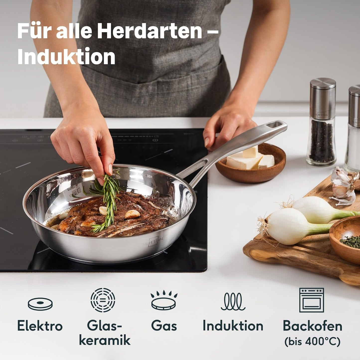 Bratpfanne unbeschichtet, induktionsgeeignet, Unbeschichtet 28 cm