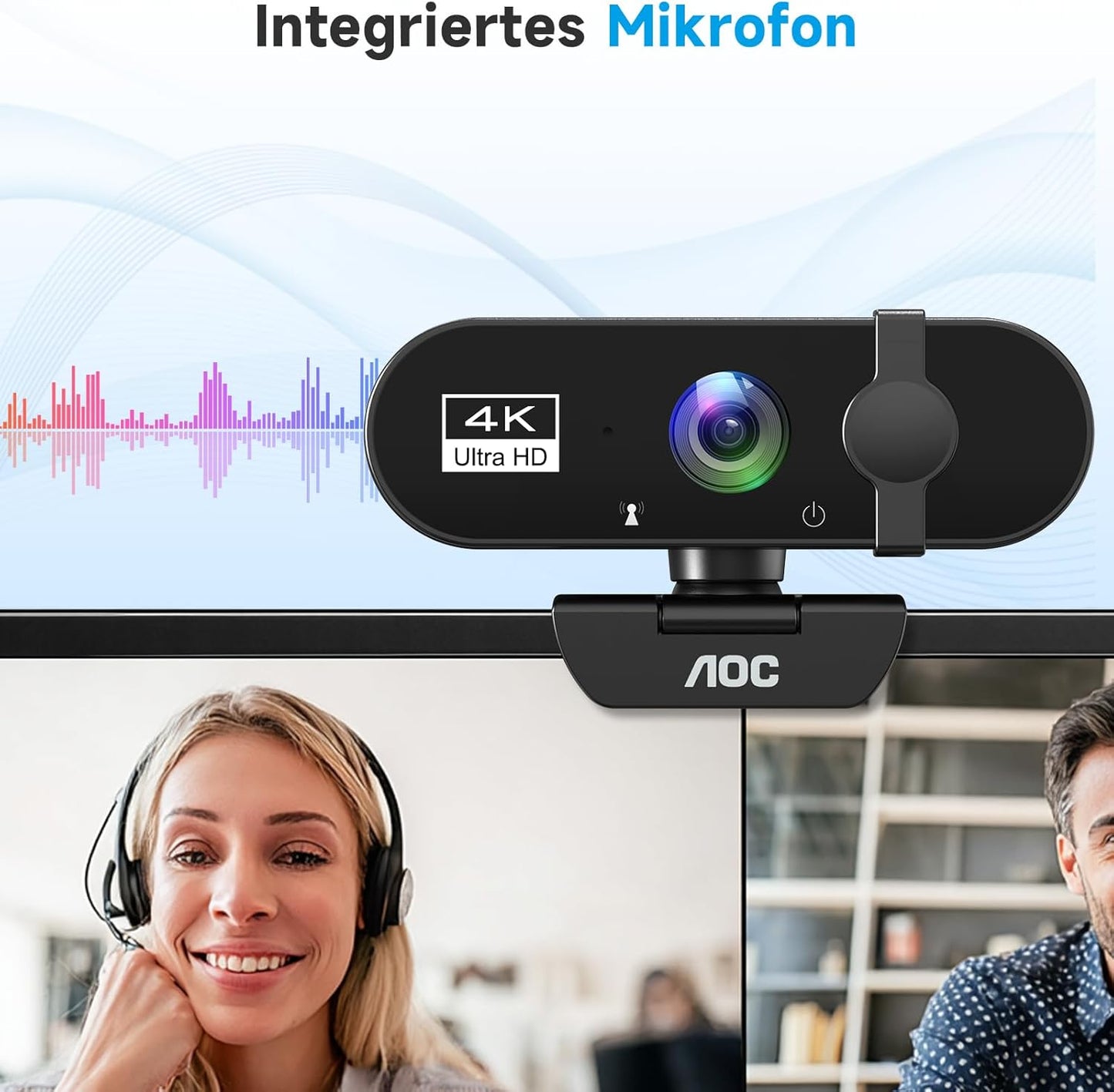 AC310 Webcam 4K Ultra HD mit Autofokus & Mikrofon, Schwarz