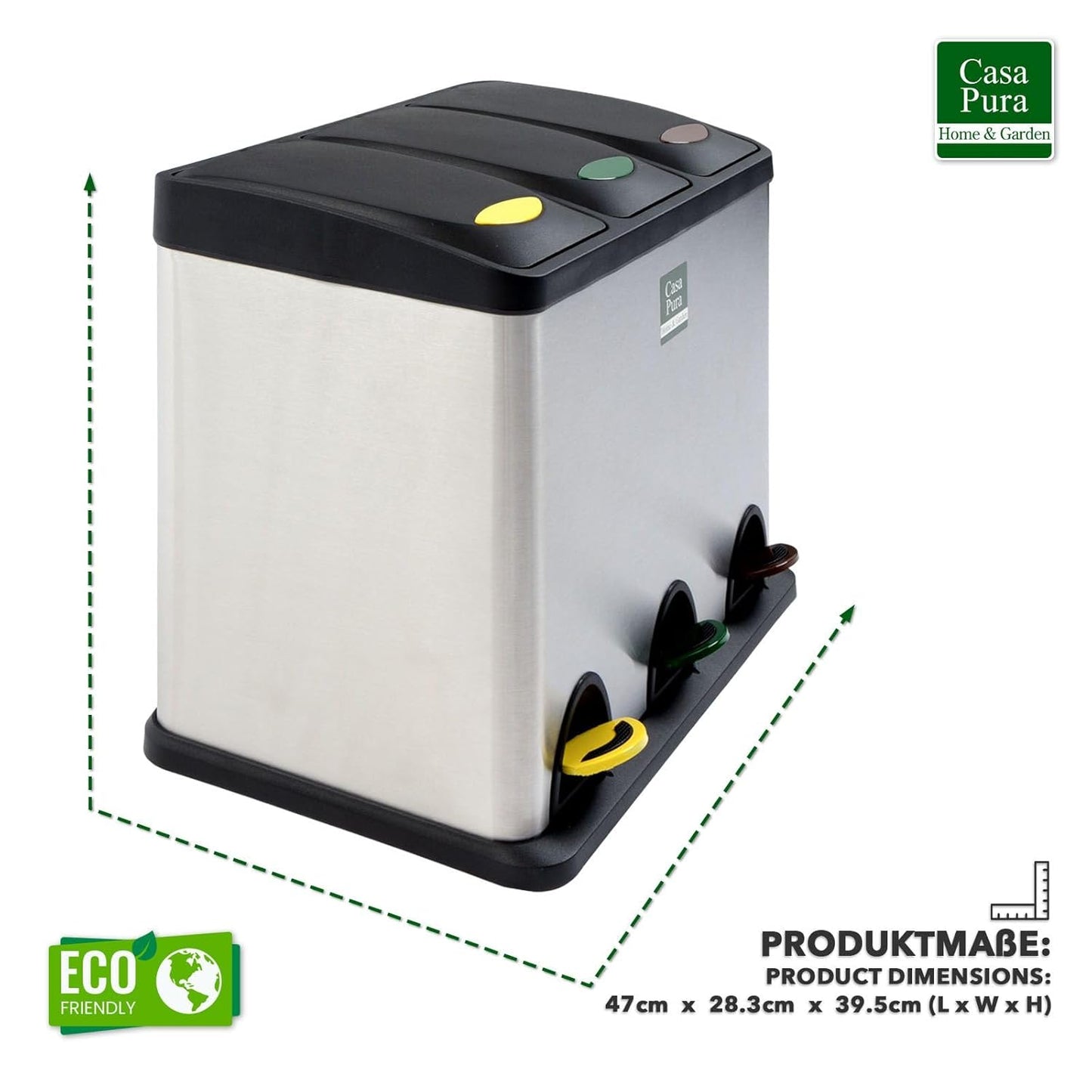3-Kammer-Mülleimer inkl. 15 Müllbeutel, 3 Kammern | 24 Liter