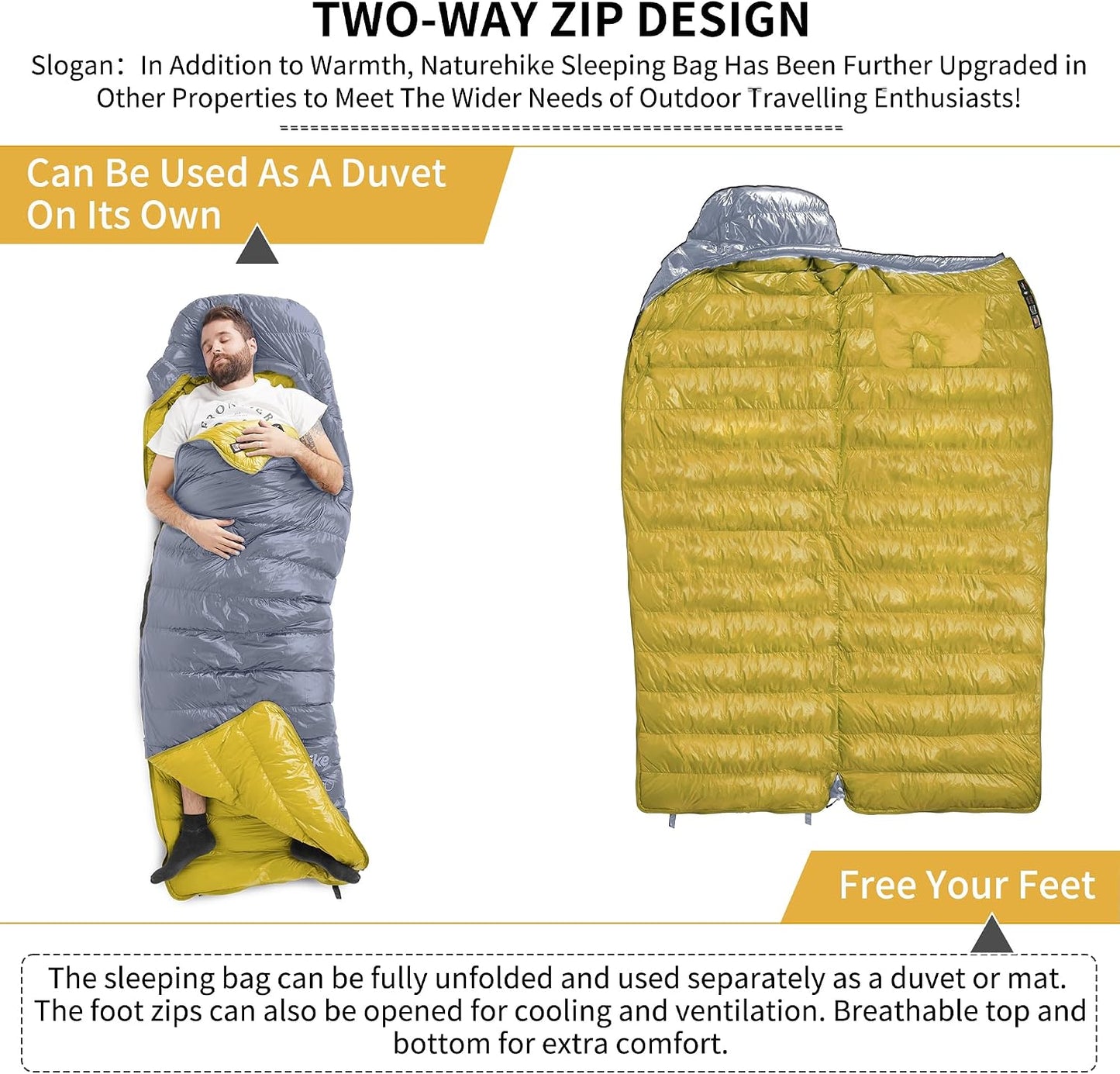 Ultraleichter Daunenschlafsack, CW1000/Grau/M CW1000 (-11℃)