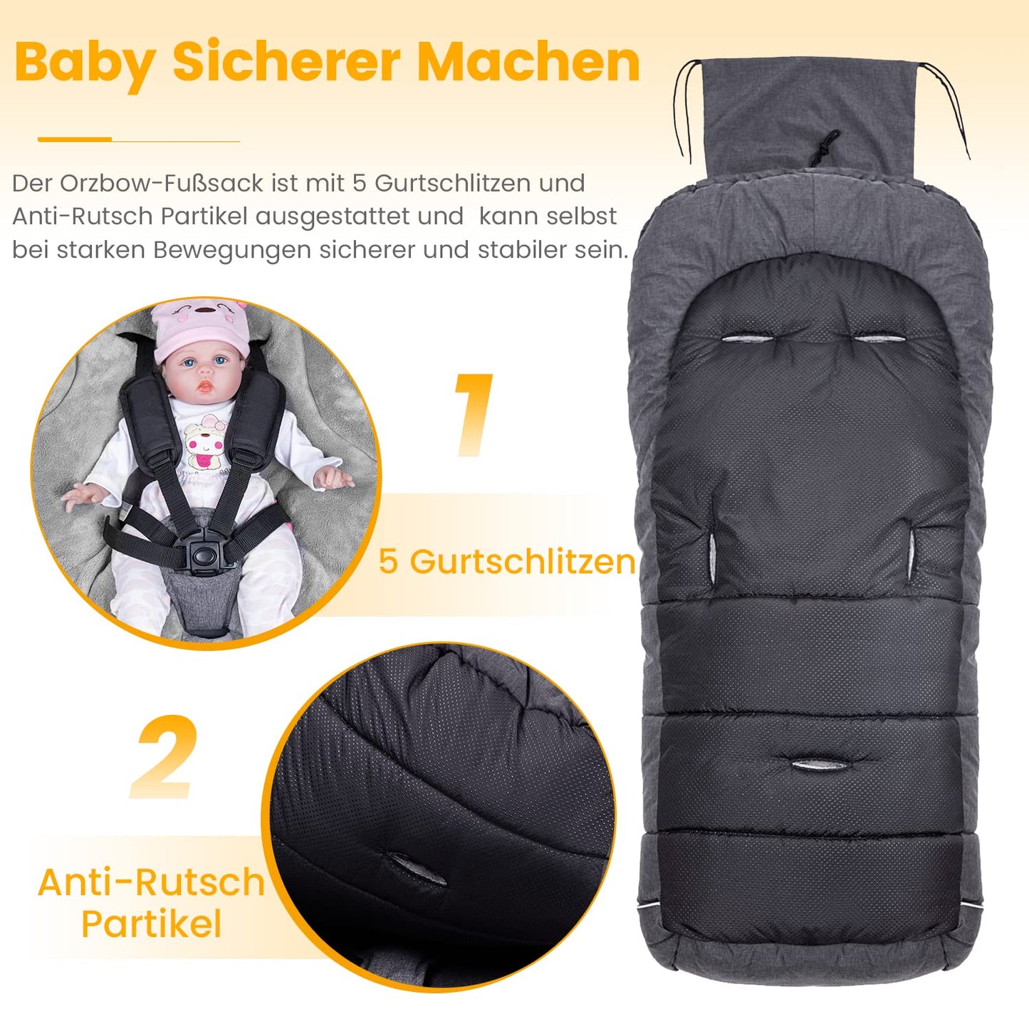 Babyfusssack, Dunkelgrau / Grösse L
