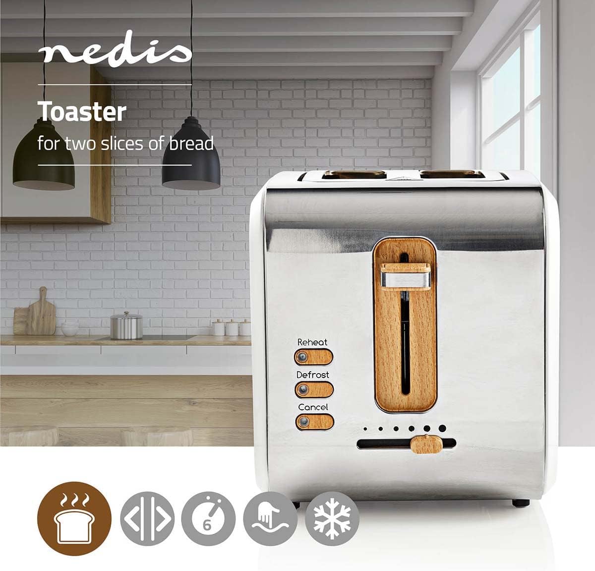Toaster Soft-Touch mit Auftau- und Aufwärmfunktion, Weiss