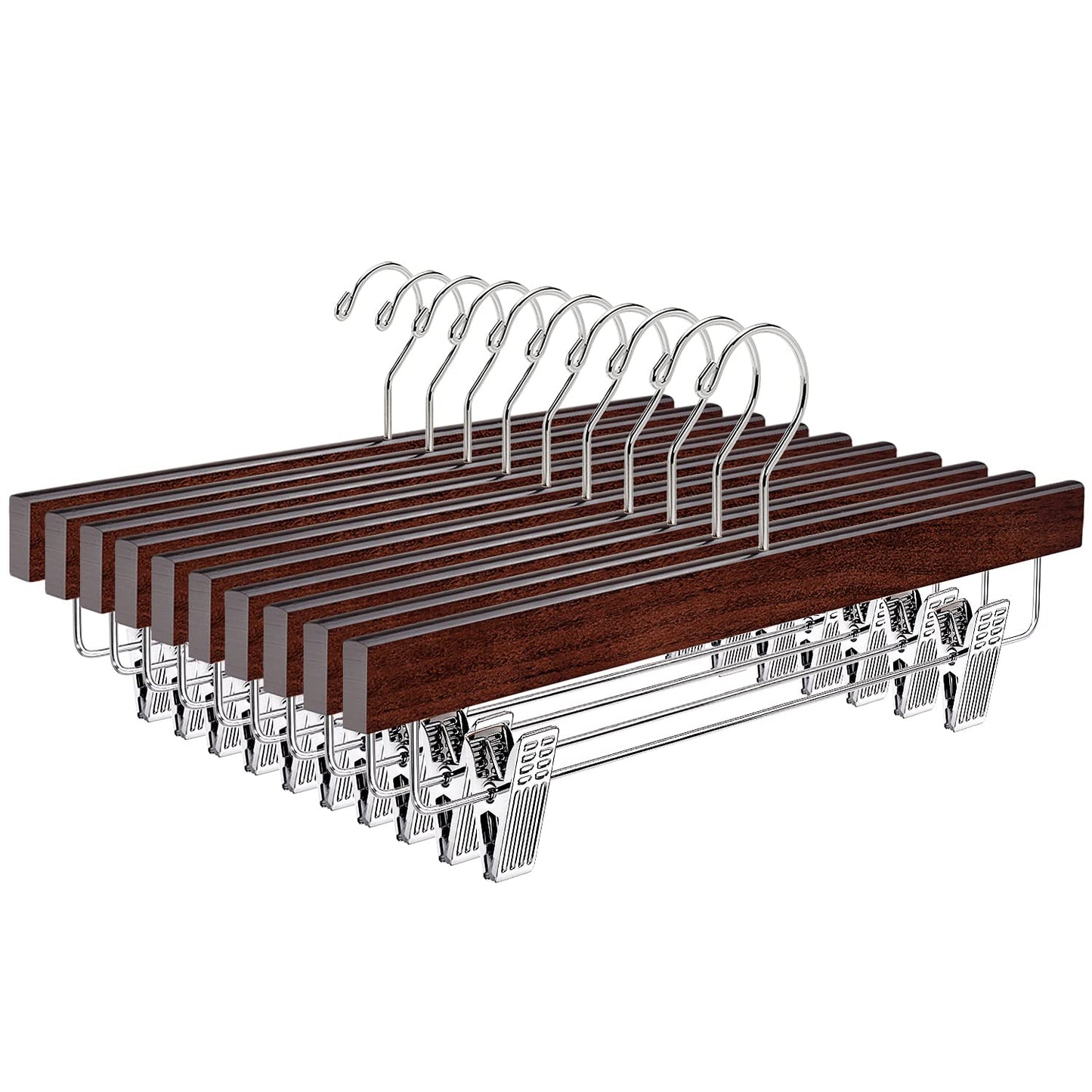 Holz-Kleiderbügel-Set mit Clips (10 Stück), Retro 10