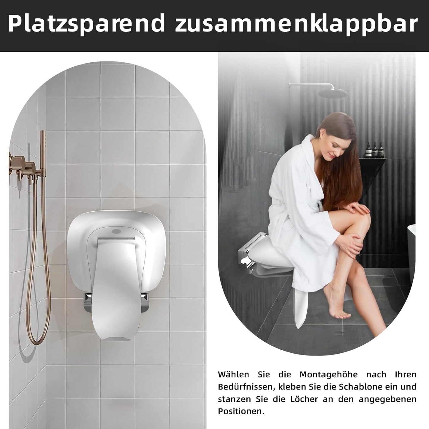 Klappbarer Duschsitz, Weiss Large
