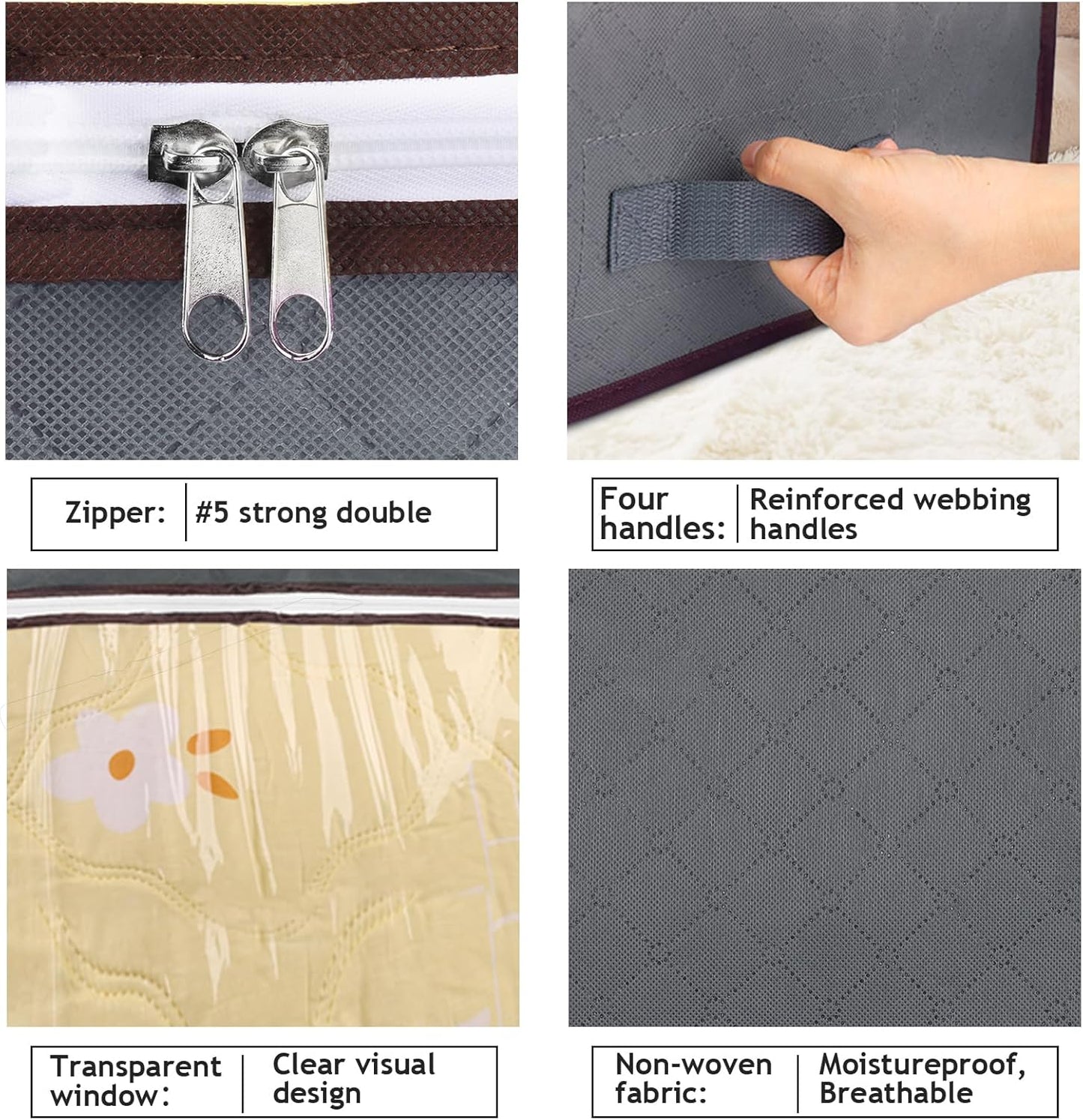 Faltbare Unterbett-Aufbewahrung, 6er-Set, 6 Pack Grau