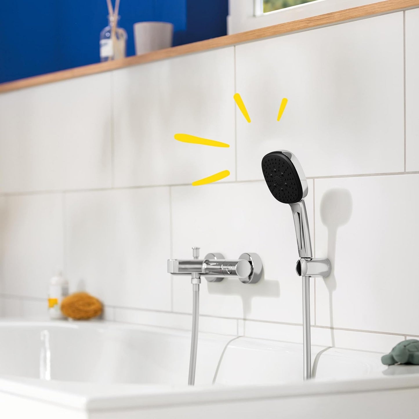 Vitalio Comfort 110 Duschkopf mit Schlauch und Halterung, Wandhalterset