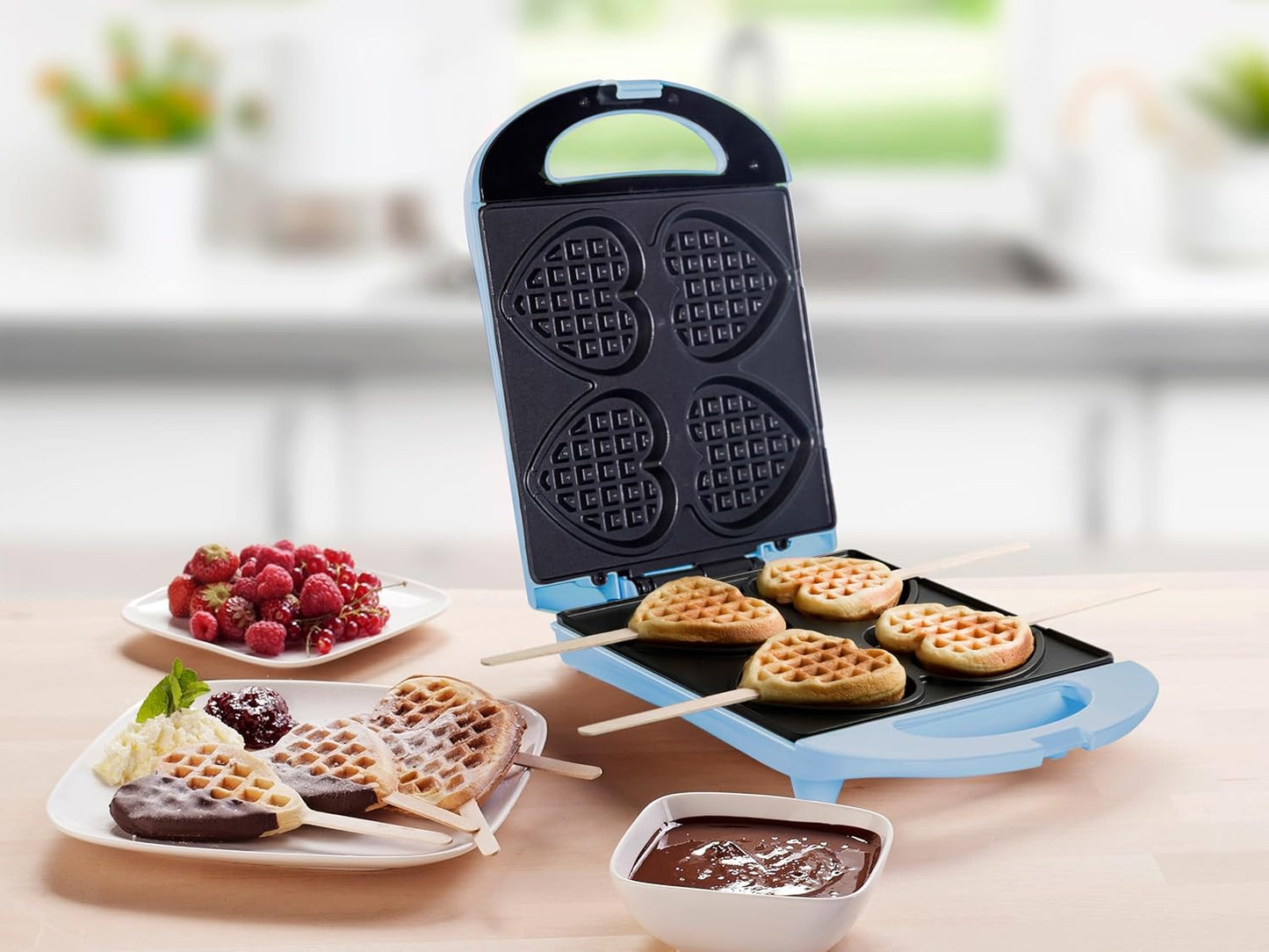Herzform-Waffelmaker, Blau
