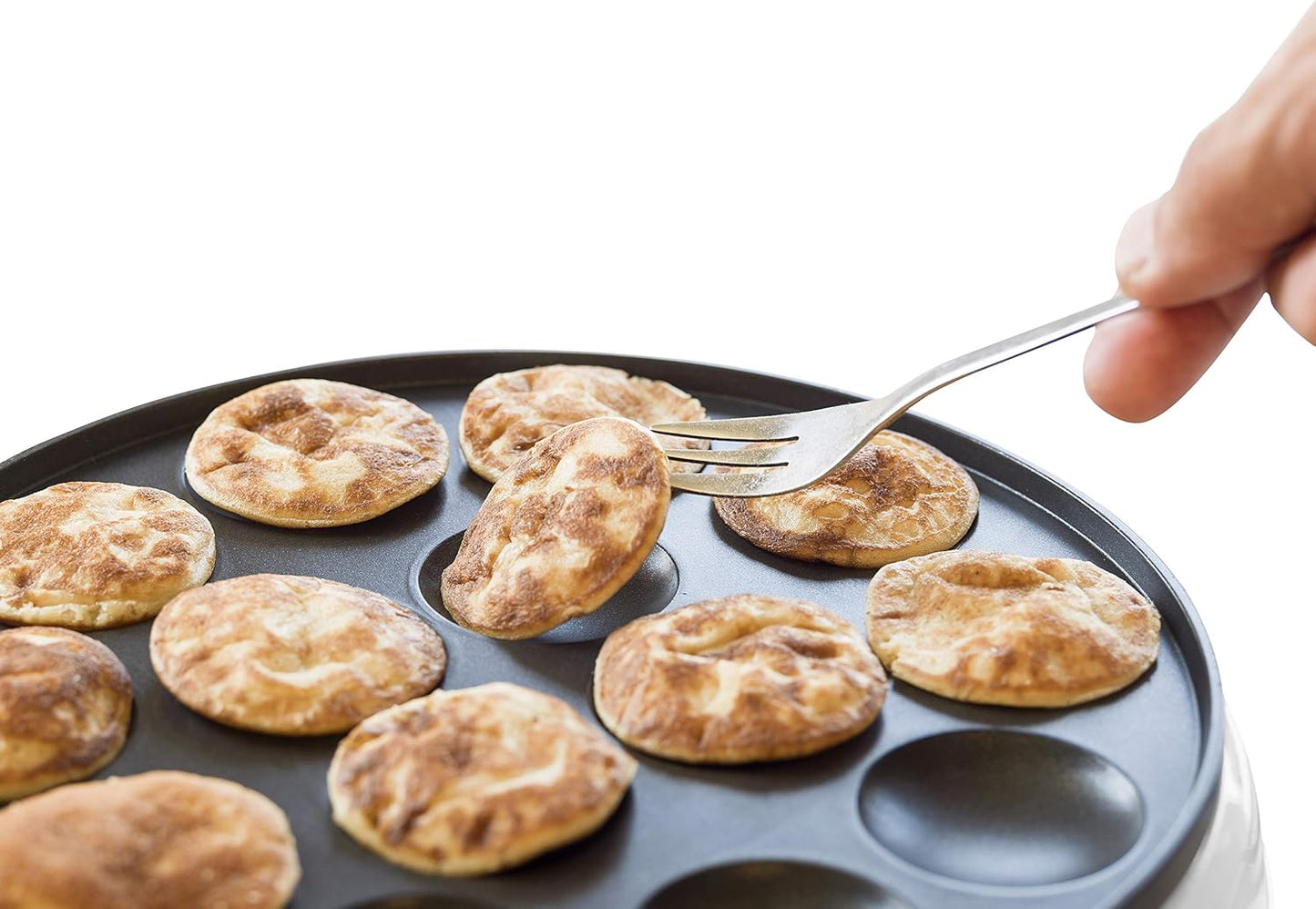 Mini Poffertjes Maker mit Antihaftbeschichtung, Weiss