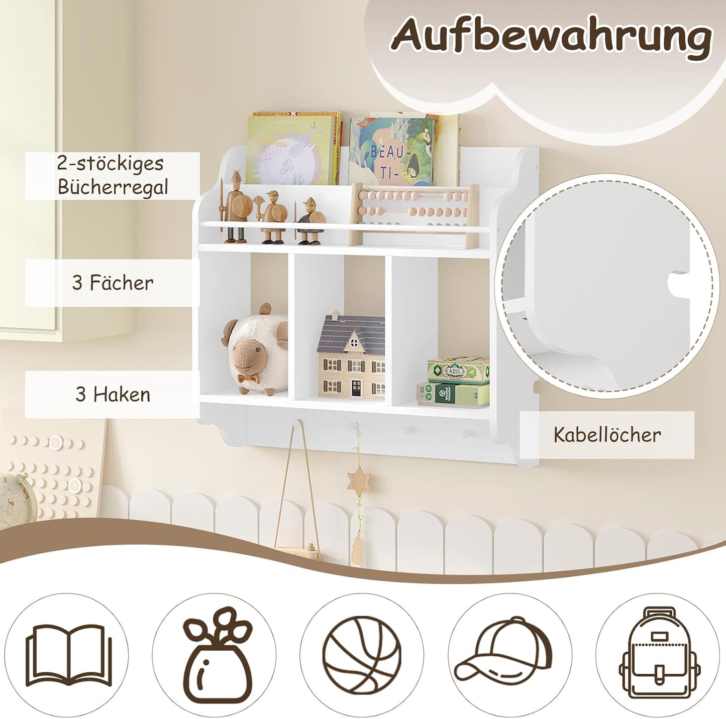Bücher- und Wandregal für Kinder
