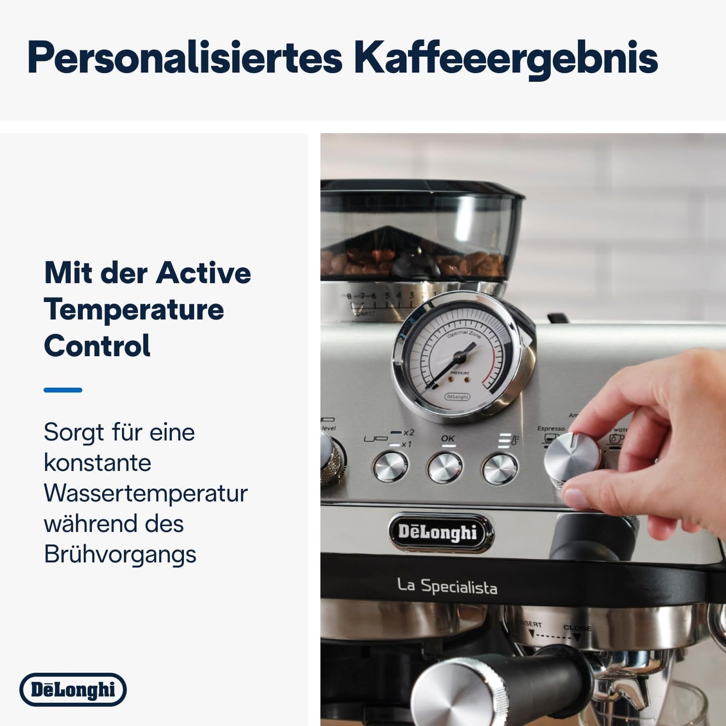 Siebträgermaschine mit Mahlwerk und Milchschaumdüse, Edelstahl / Schwarz, ohne Cold Brew