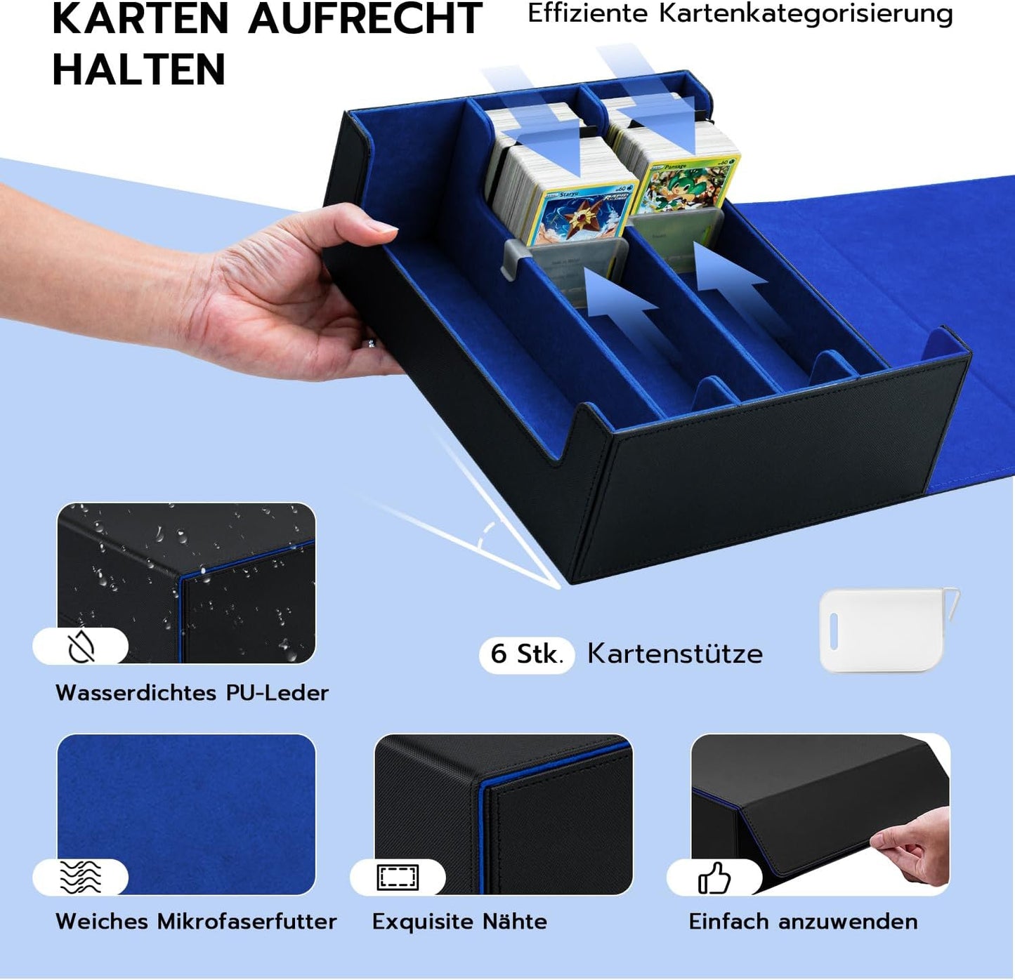 Sammelkarten-Aufbewahrungsbox für über 1800 Karten, 1800+blue