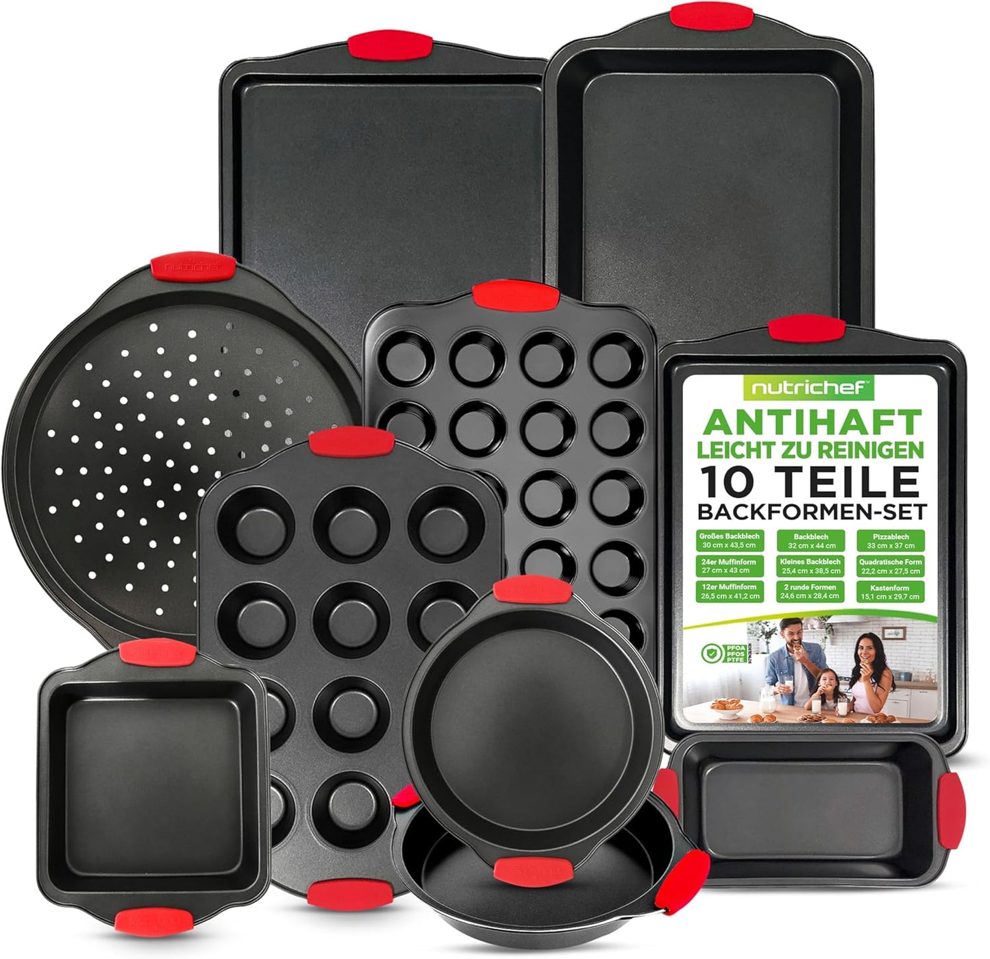 10-teiliges Backformen Set, 10 Piece Set Schwarz