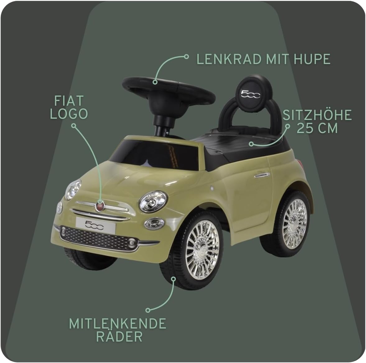 FIAT 500 Rutschauto, grün
