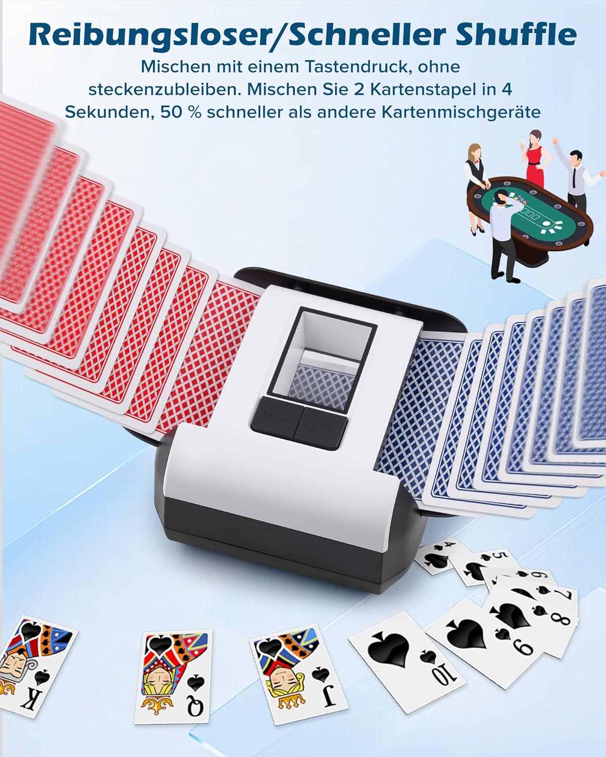 Automatischer Kartenmischer für 1-2 Decks, geräuscharm