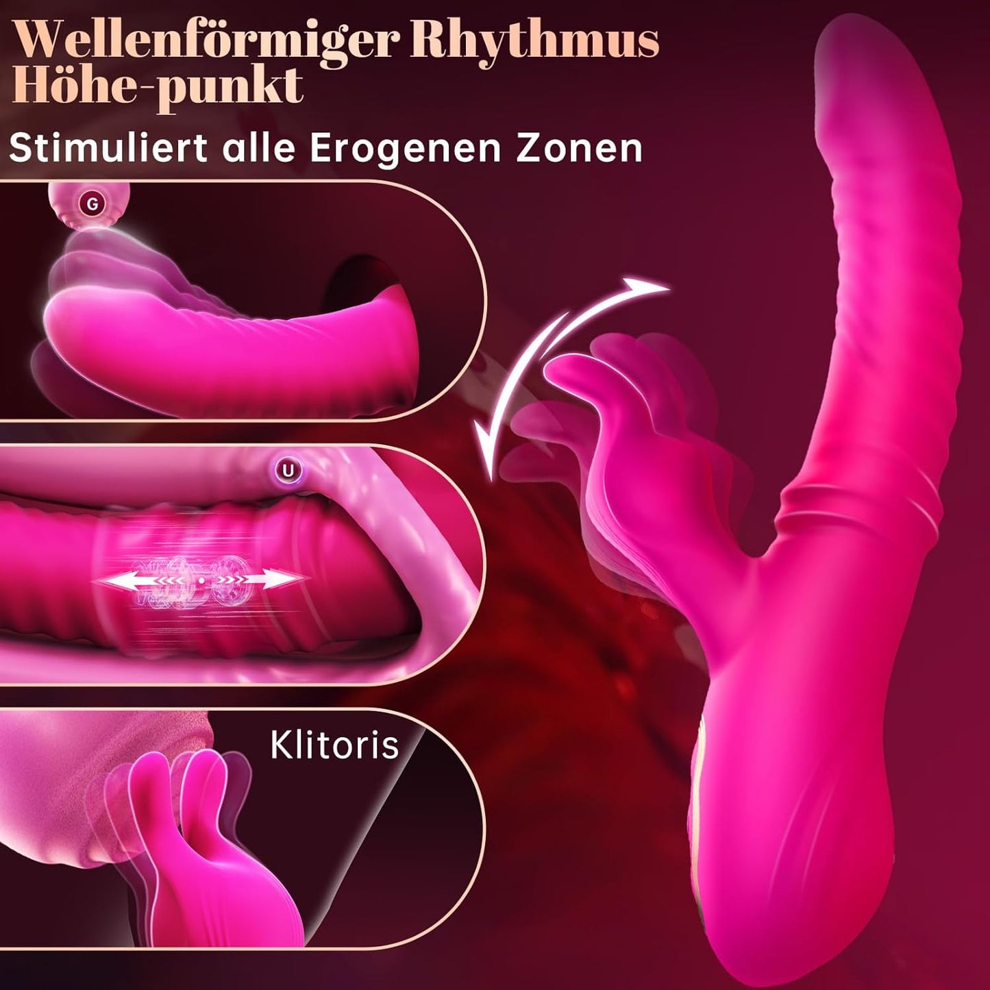 Vibratorenset mit Swing- und Stossfunktion, Rosarot unisize