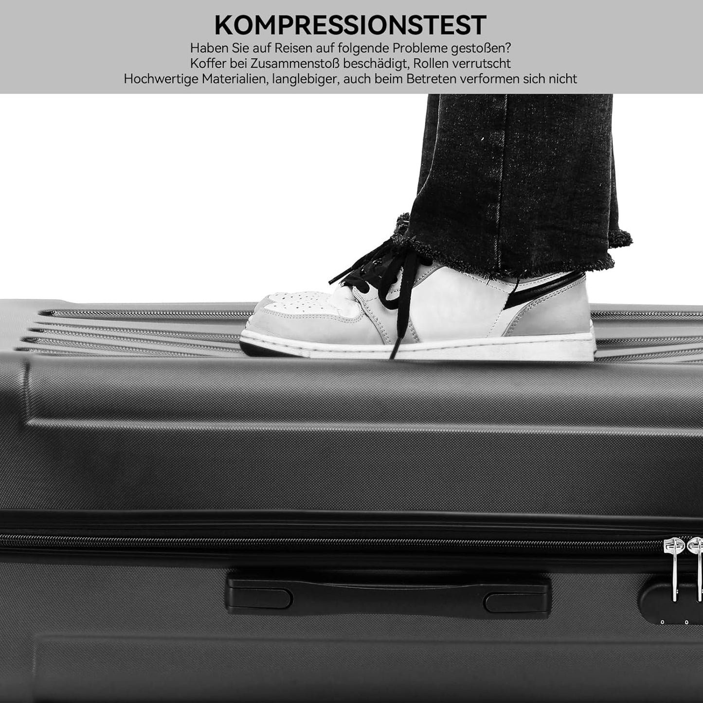 Hartschalen-Reisekoffer-Set, Schwarz|Kofferset