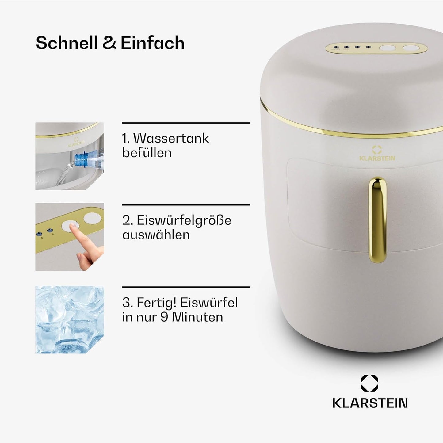 Passau Mini-Eiswürfelmaschine, 15 KG Cream