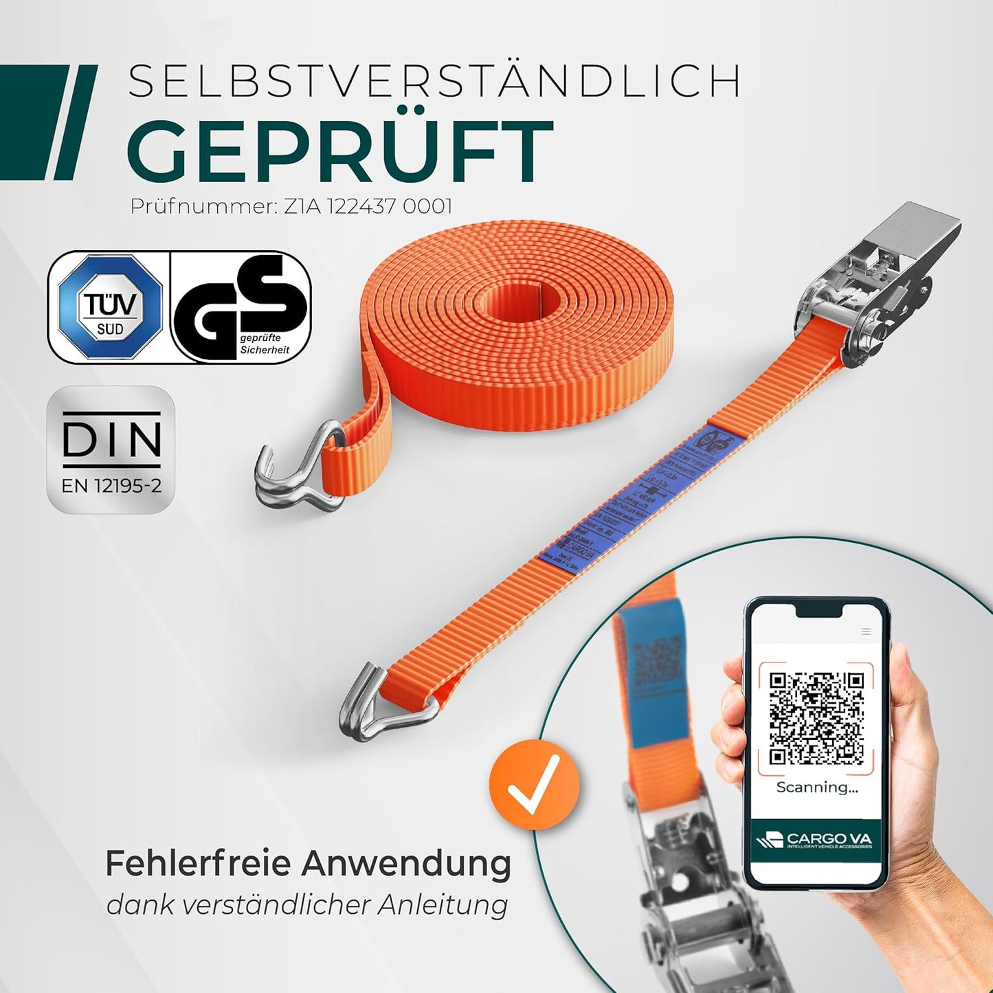 5000kg Spanngurte 4er-Set, 4 Stück 6M