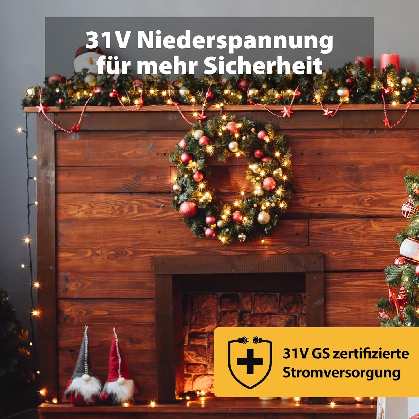 LED Weihnachtsbeleuchtung mit 8 Modi, Warmweiß 15m
