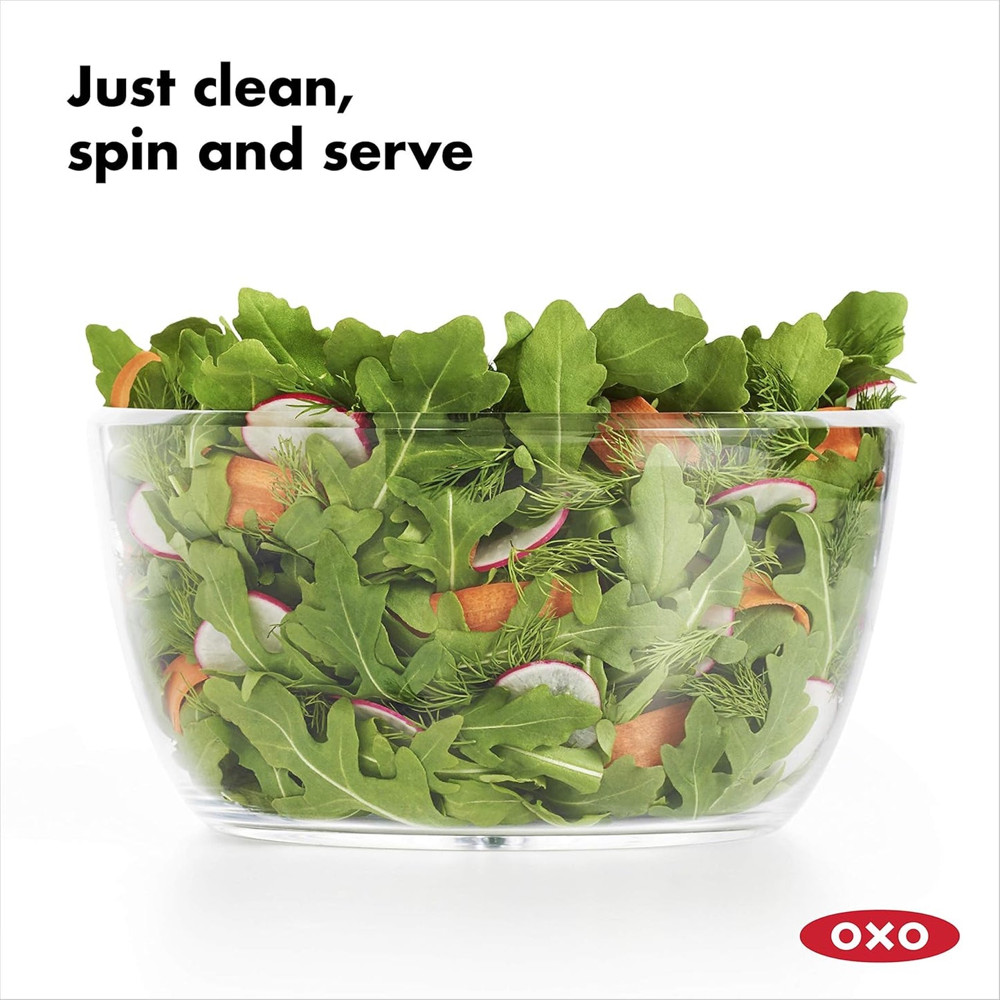 Salatschleuder mit Sieb und Deckel, Transparent - Groß