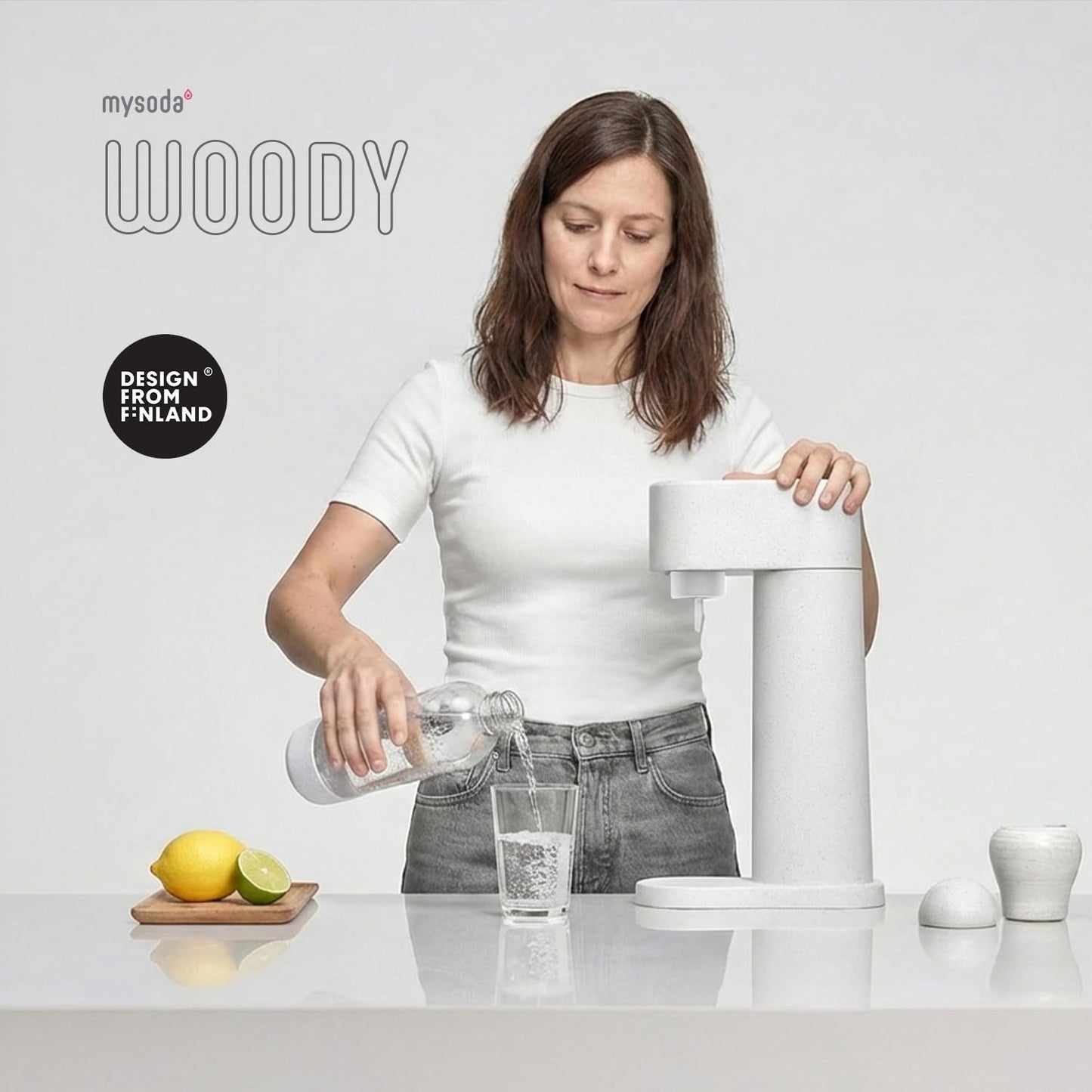 Woody WD002F-WE Wassersprudler, ohne CO2-Zylinder, Weiss, Ohne CO2-Zylinder