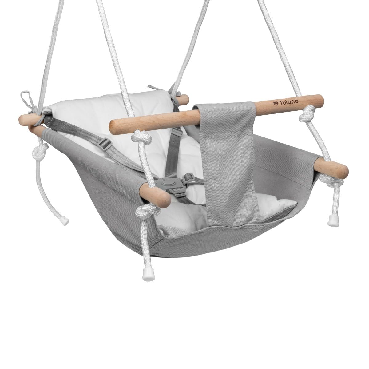Babyschaukel mit Sicherheitsgurt, Grau-weiss