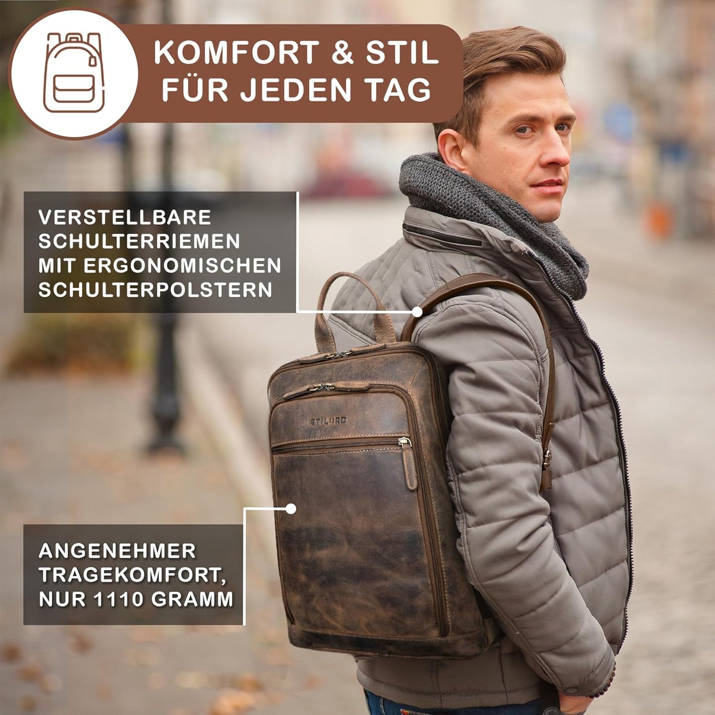 Laptoprucksack, Calais - Braun
