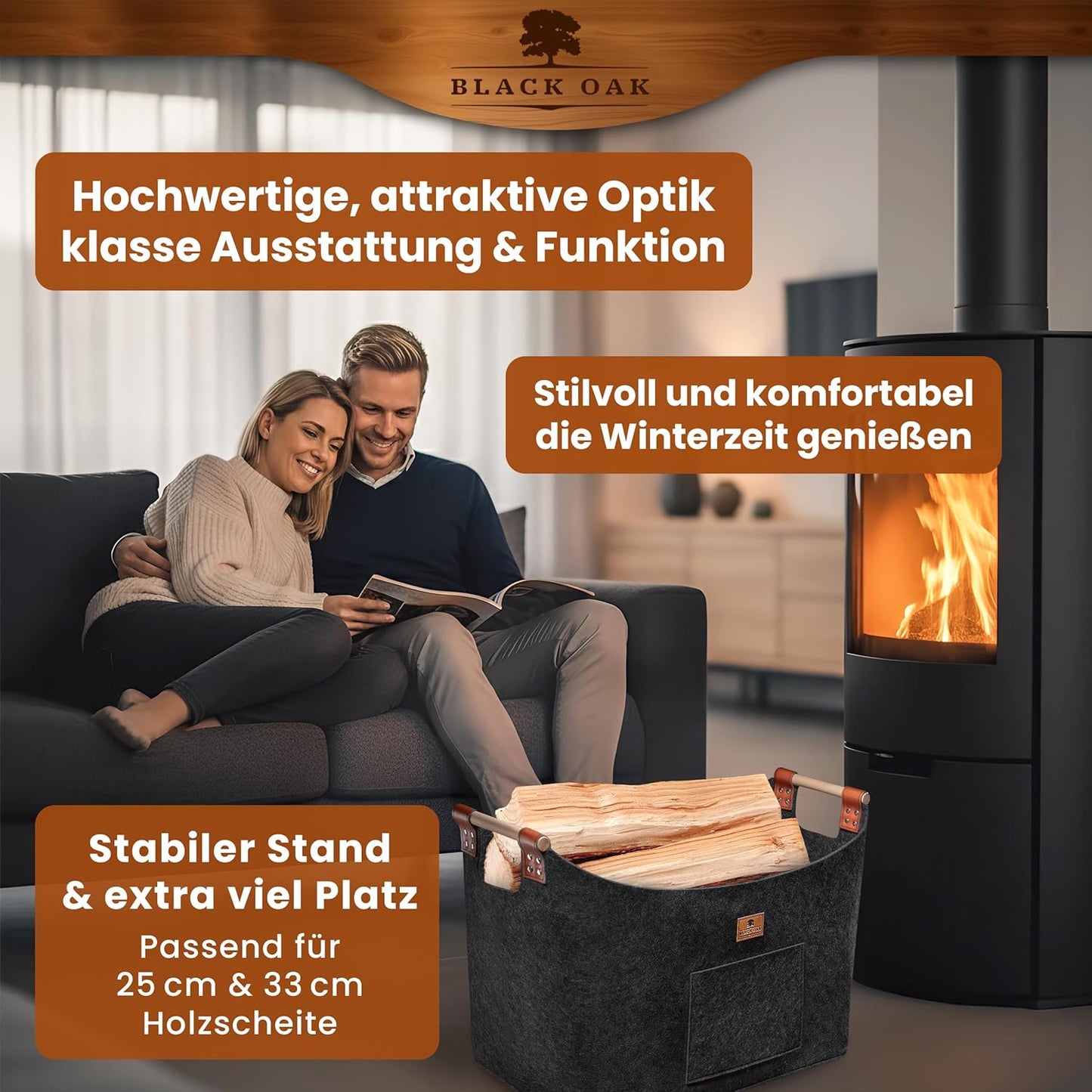 XXL-Filzkorb für Kaminholz, 100L, 100 l Anthrazit