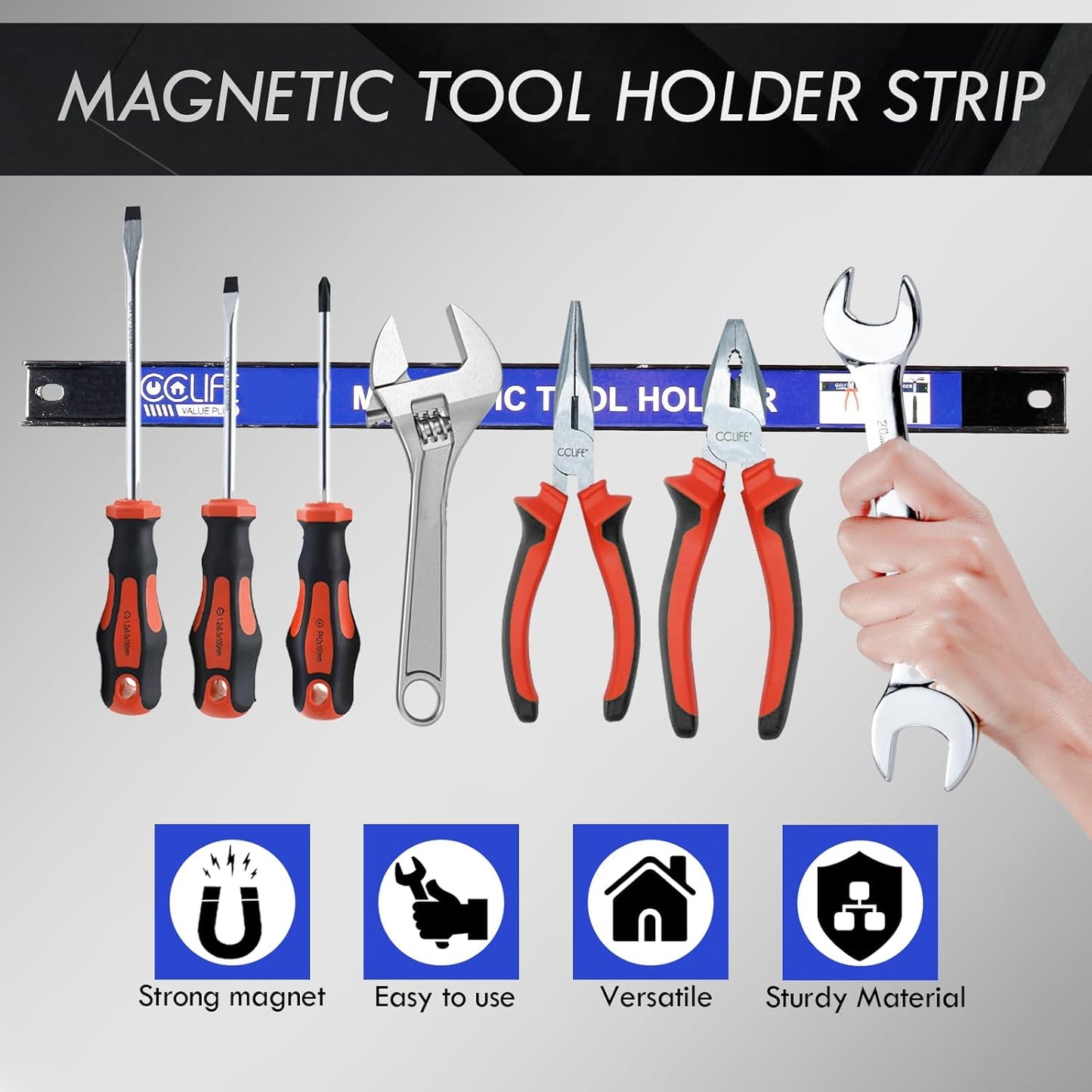 4er-Set Magnetische Werkzeugleisten, 370mm*2+230mm*2