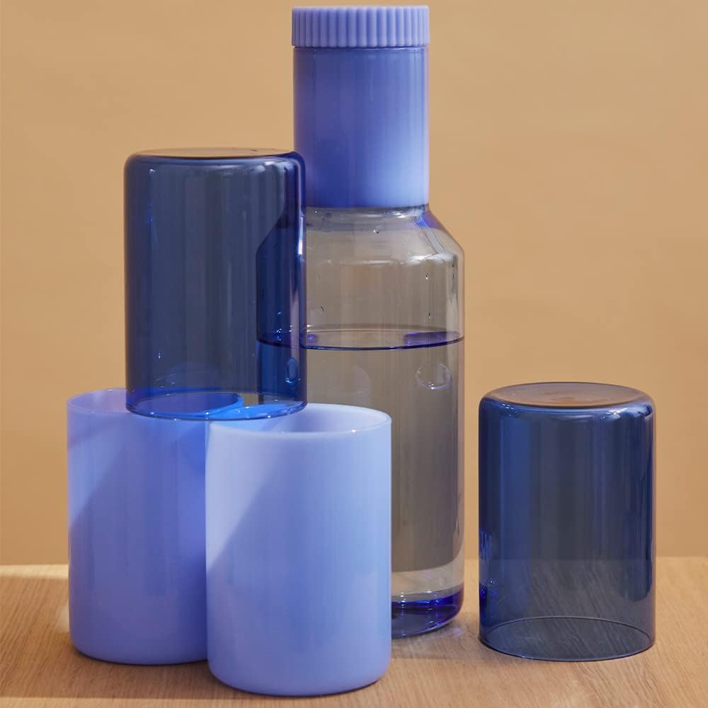Glaskaraffe mit Deckel, Blau