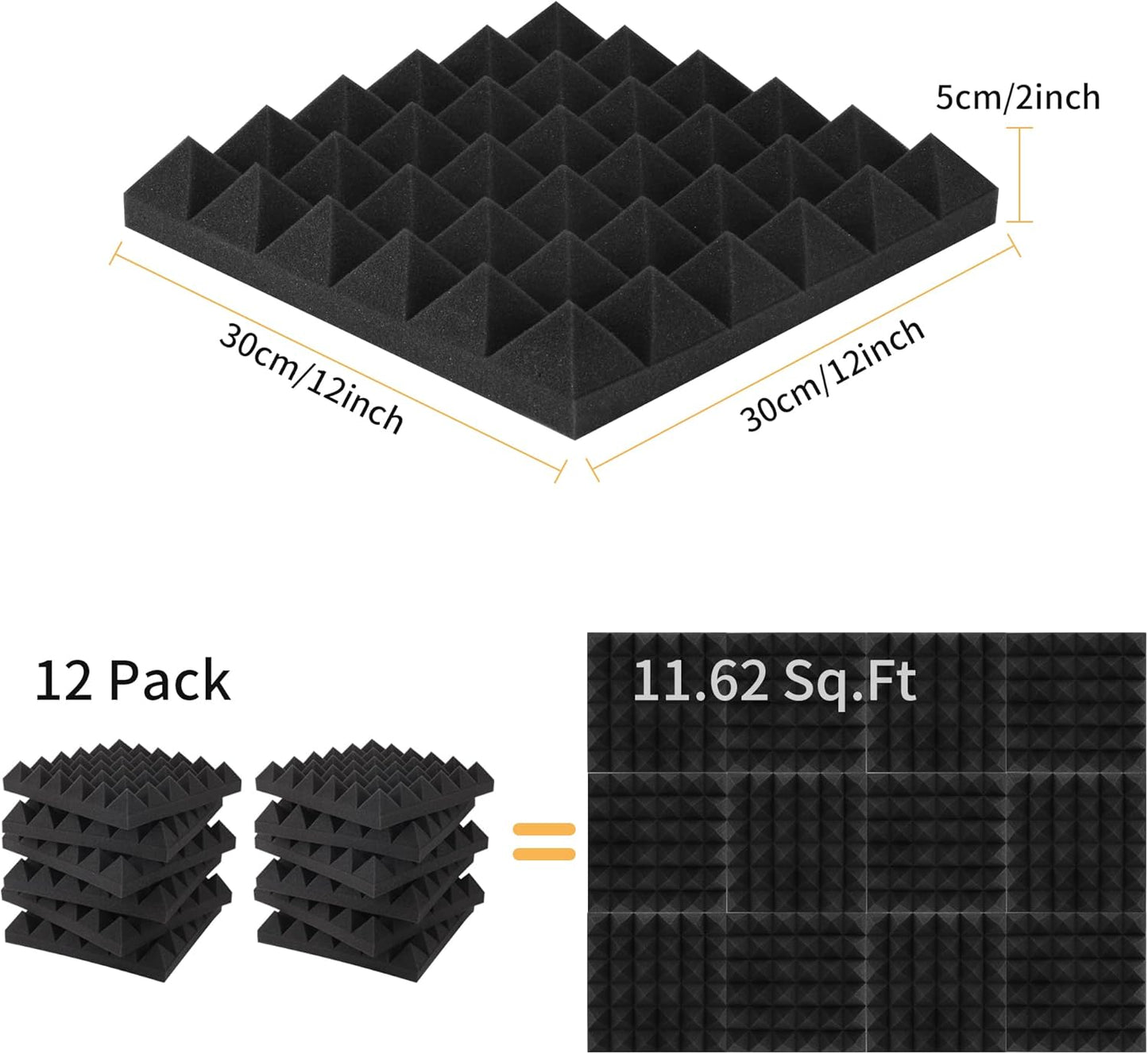 12er-Pack Akustikschaumstoff für Schalldämmung