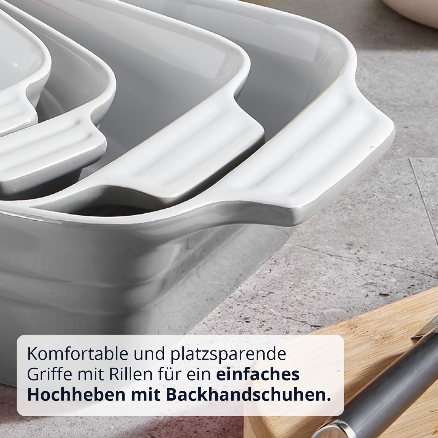 Kratzfeste Keramik-Auflaufform 34 cm (1,75 Liter), 34 cm Grau