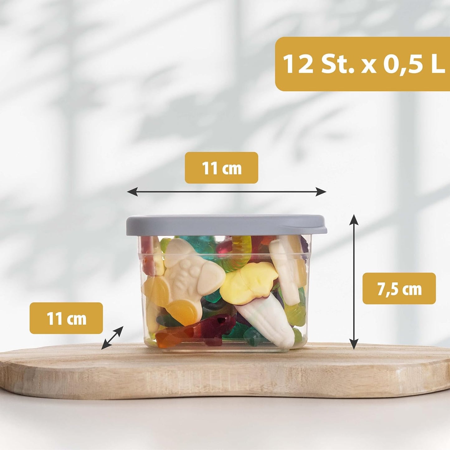 12 x luftdichte Vorratsdosen, Weiß / Hellgrau 12x 500ml