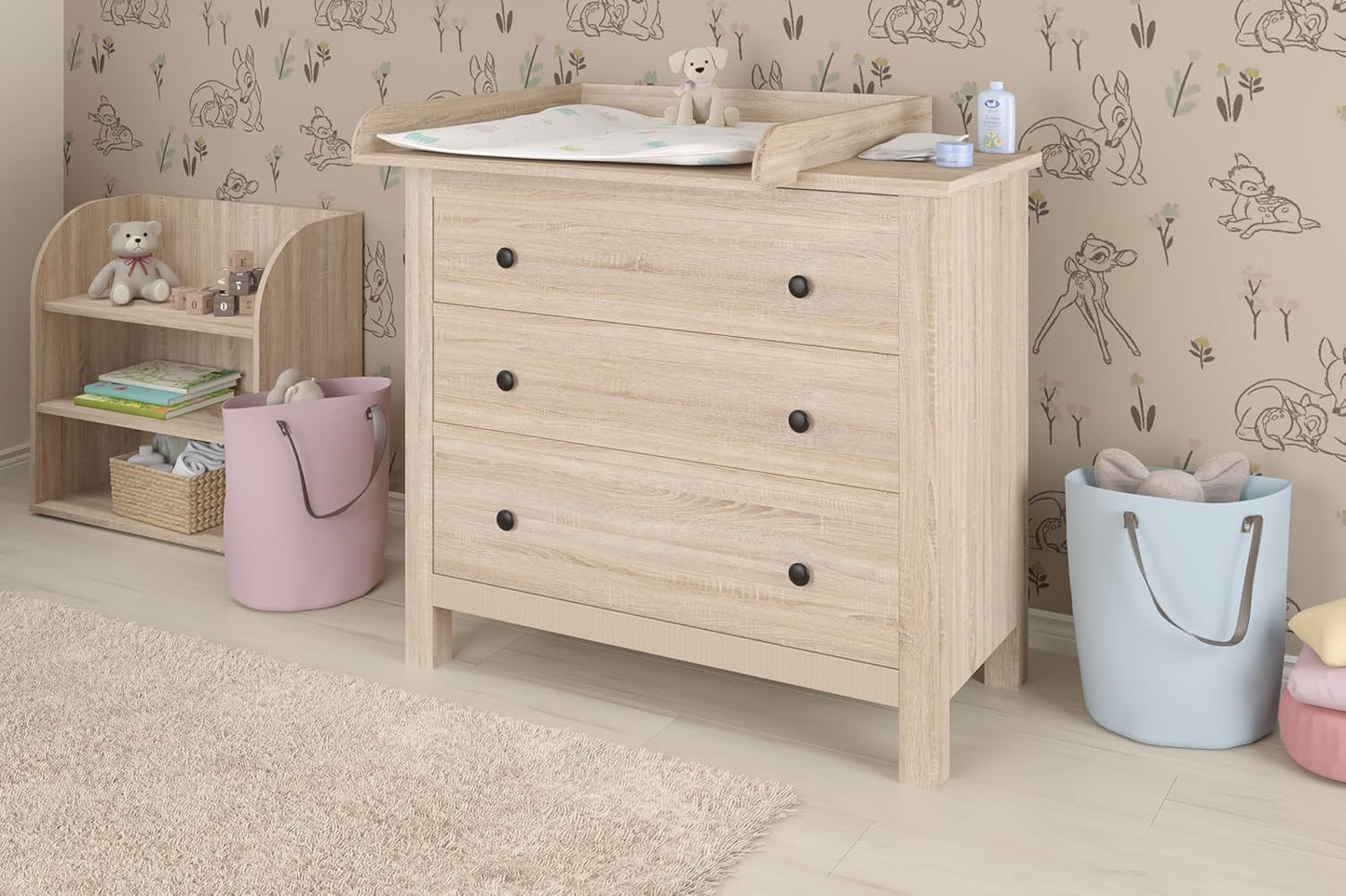 Wickelaufsatz für Ikea Kommoden (MALM, HEMNES, NORDLI), Eiche