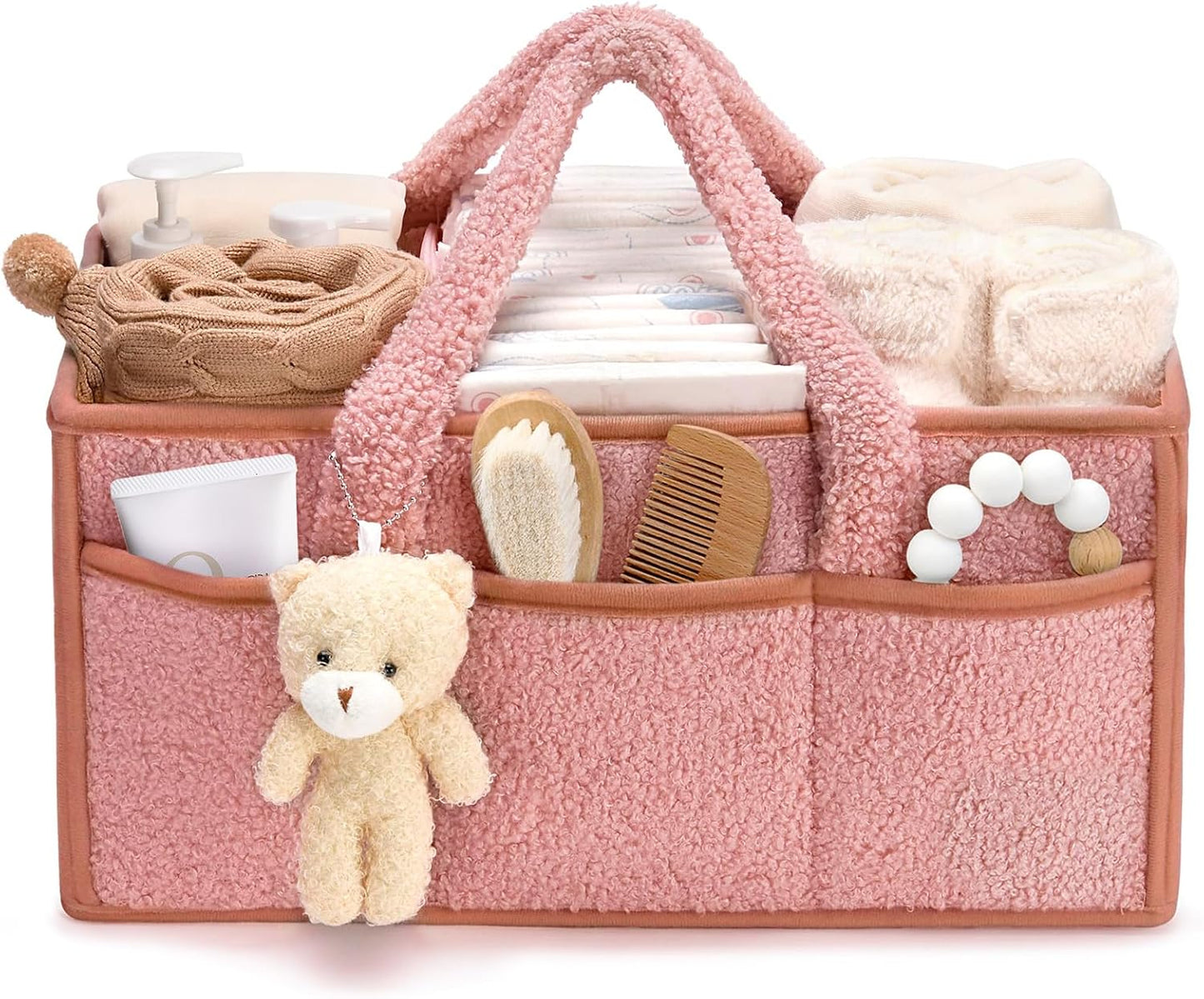 Wickeltisch Organizer mit Fächern, Rosa