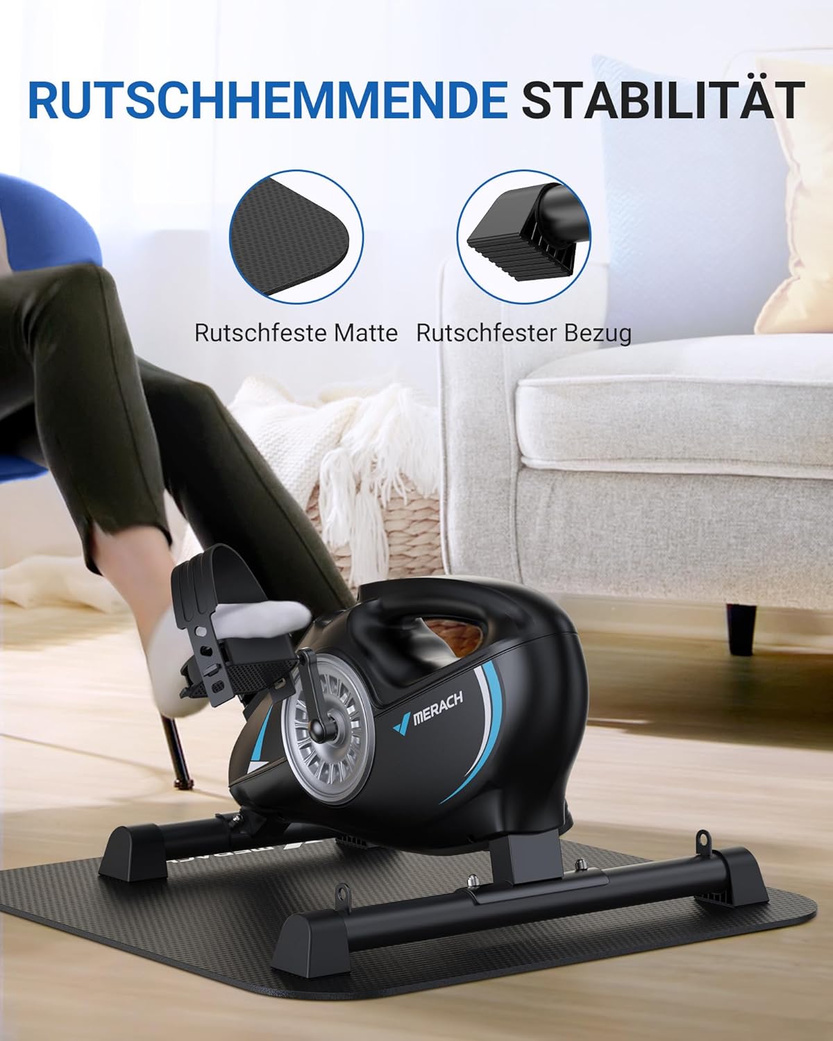 Pedaltrainer mit Widerstandsbändern und Matte, S04B1
