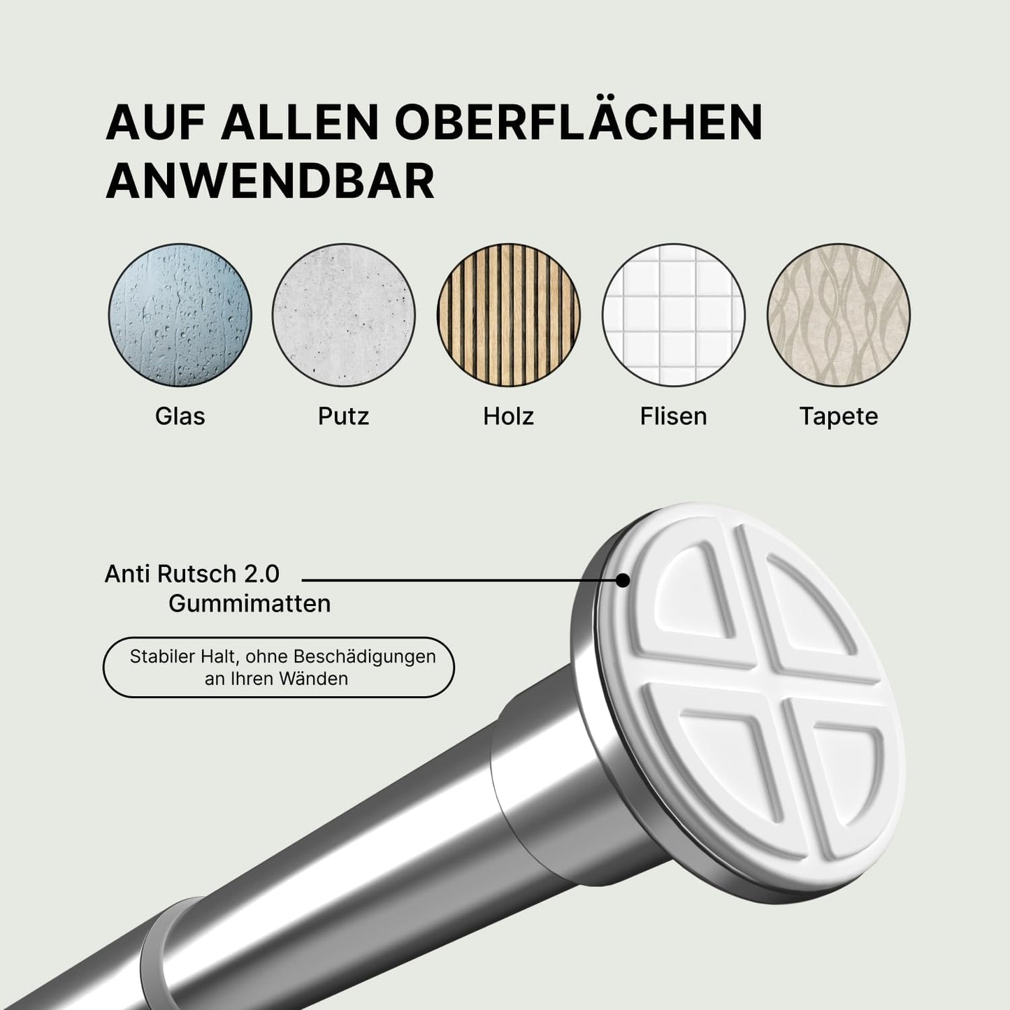 Klemmstange für Gardinen, 50-80 cm Edelstahl Silber