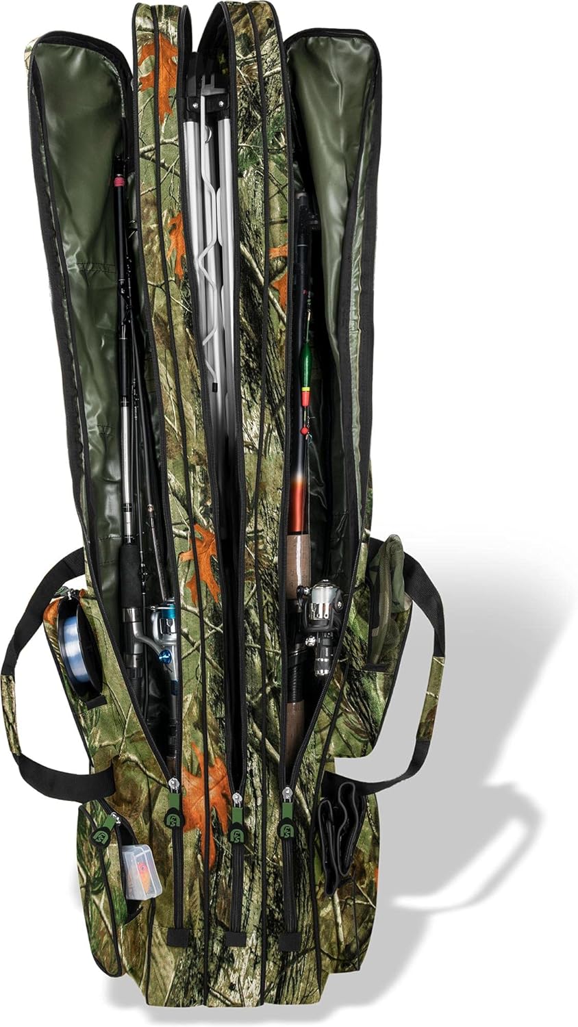 Rutentasche Rod Case mit 3 Ruten-Fächern, Herbsttarn 3 Innenfächer 190 cm