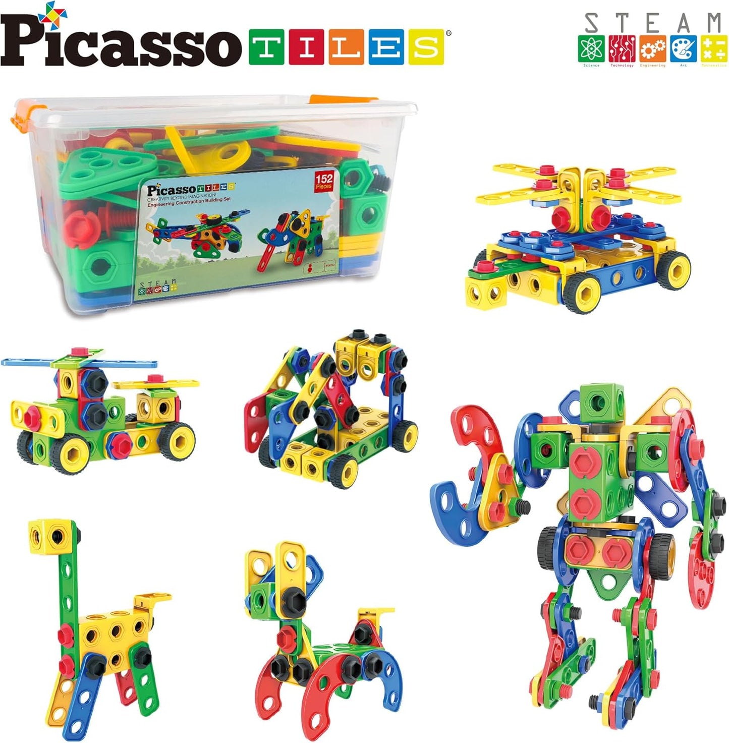 152-teiliges Kinderbauklotz-Set mit Elektroschrauber, 152 Pieces Building Block