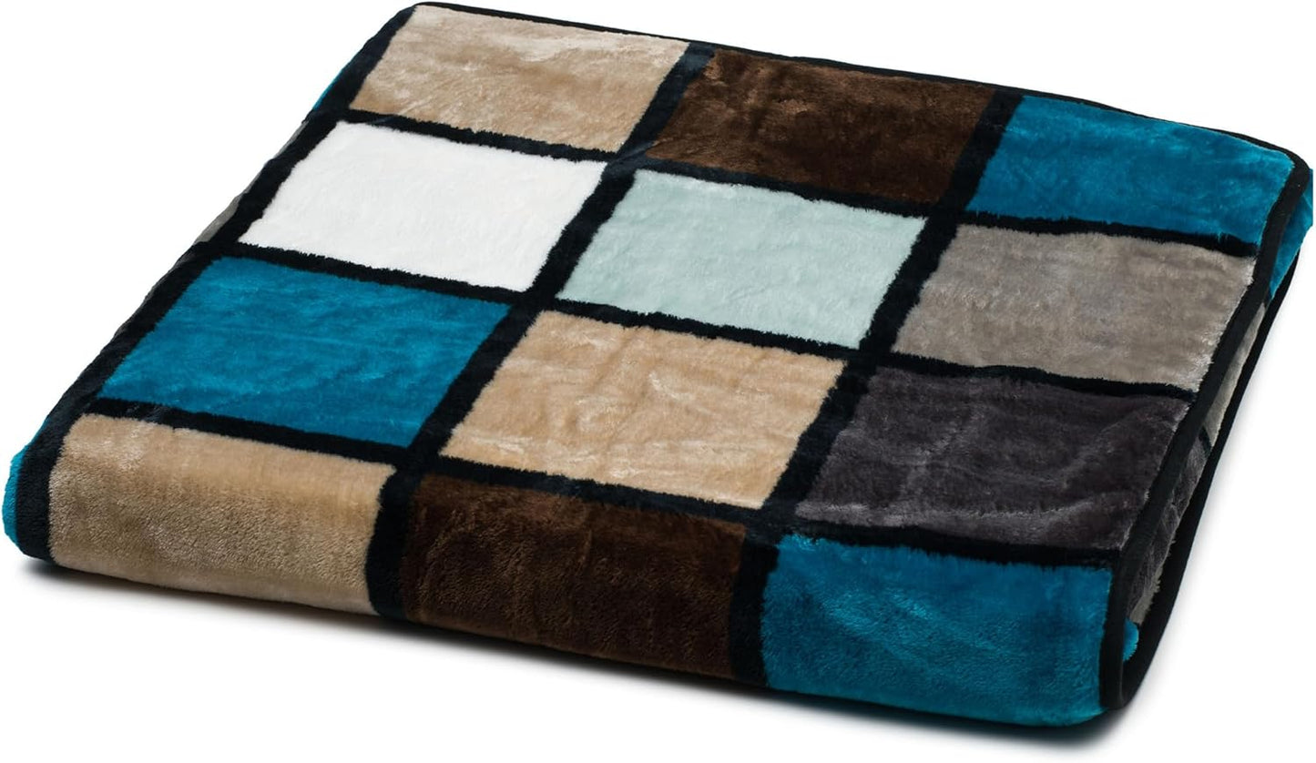 Weiche Kuscheldecke mit Cashmere Feeling, 150x200 cm, Aqua/Taupe/Petrol