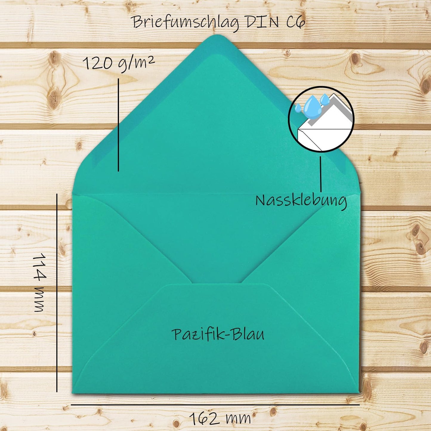 Briefumschläge DIN C6 (150 Stück), 150 Umschläge 57-Pazifikblau