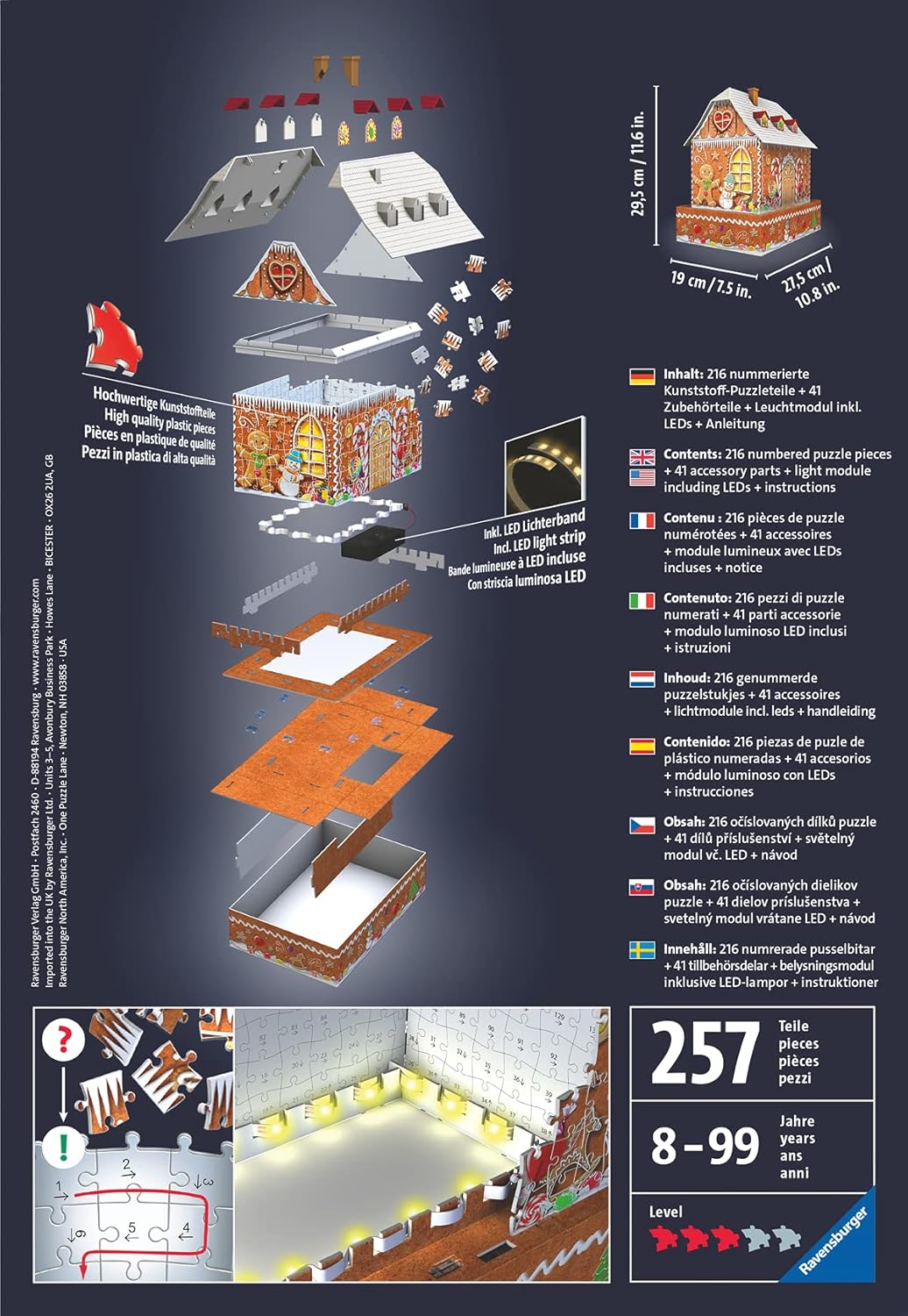 3D Puzzle Lebkuchenhaus mit LED-Beleuchtung, Single