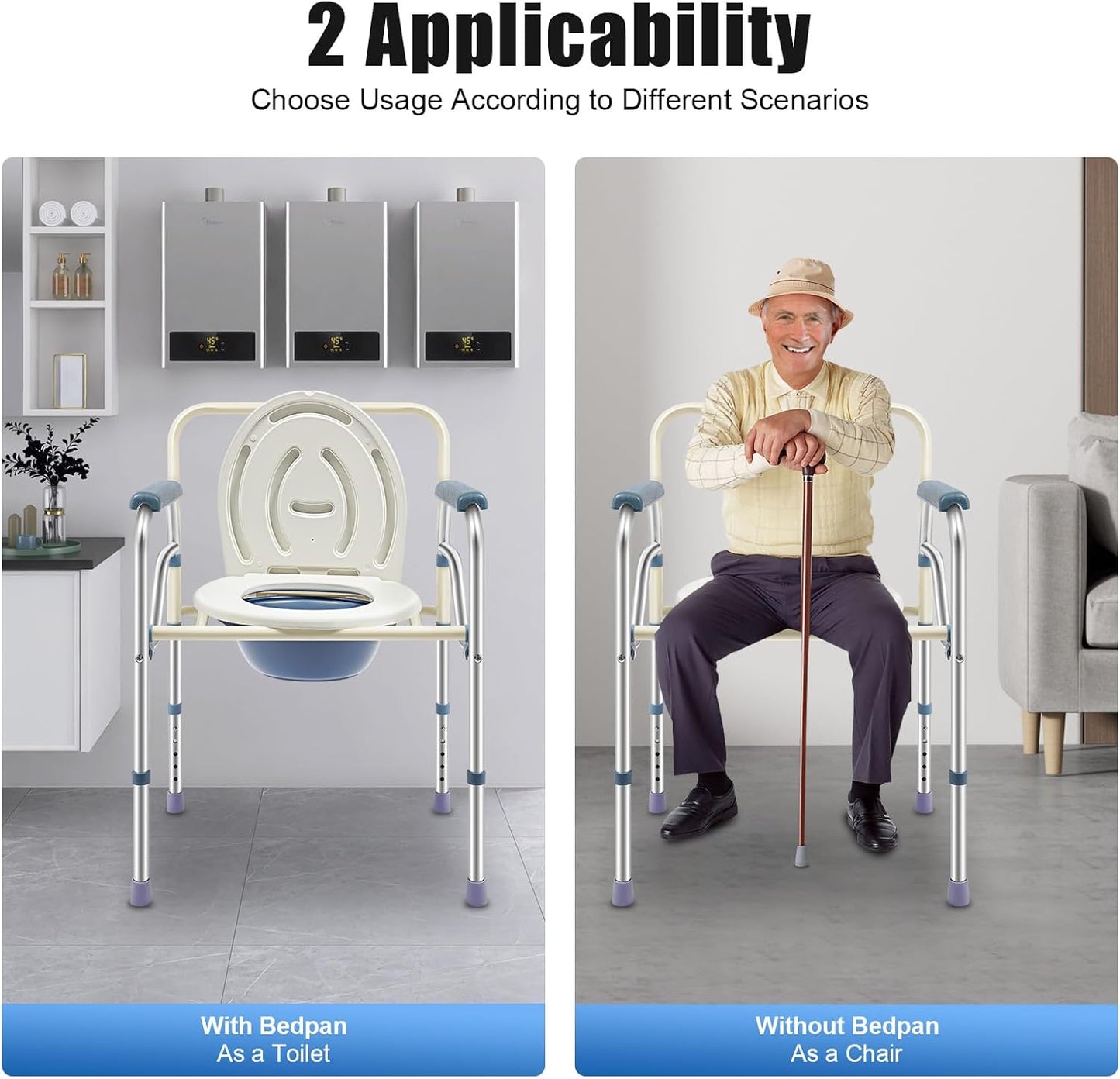 Faltbarer Duschstuhl mit Toilettensitz
