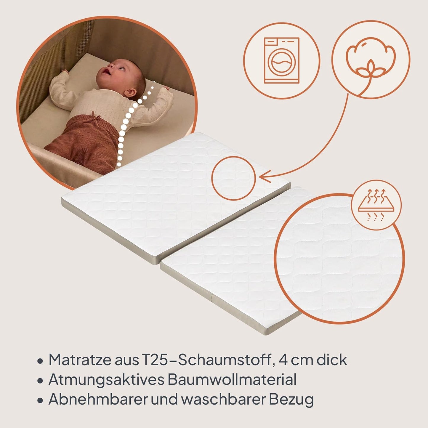 3-in-1 Reisebett Alice, Beige