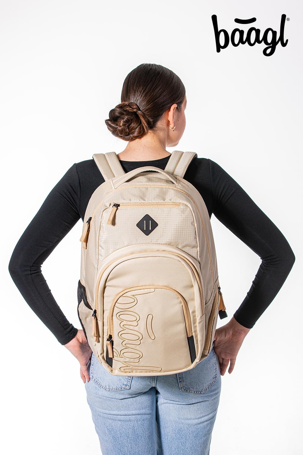 3-teiliges Schulrucksack-Set, Beige