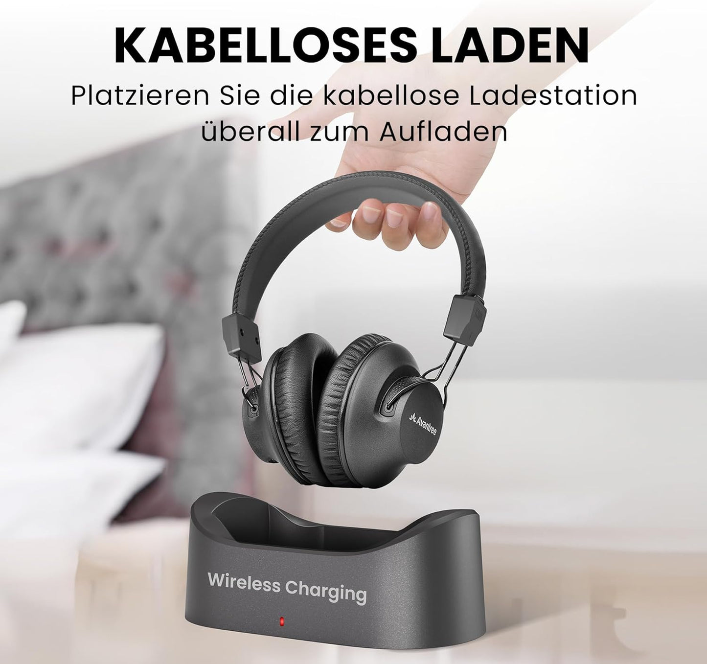 Kabellose TV-Kopfhörer mit Lautstärke-Boost, Black