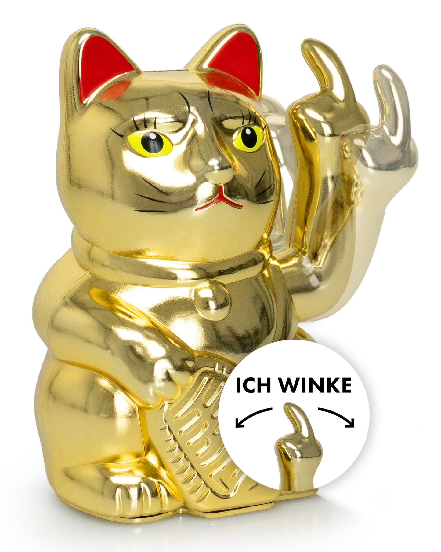 Winkekatze mit Mittelfinger, Gold