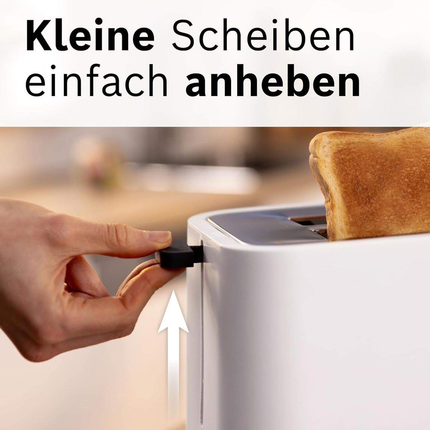 MyMoment Toaster mit Brötchenaufsatz und Auftaufunktion, Weiss
