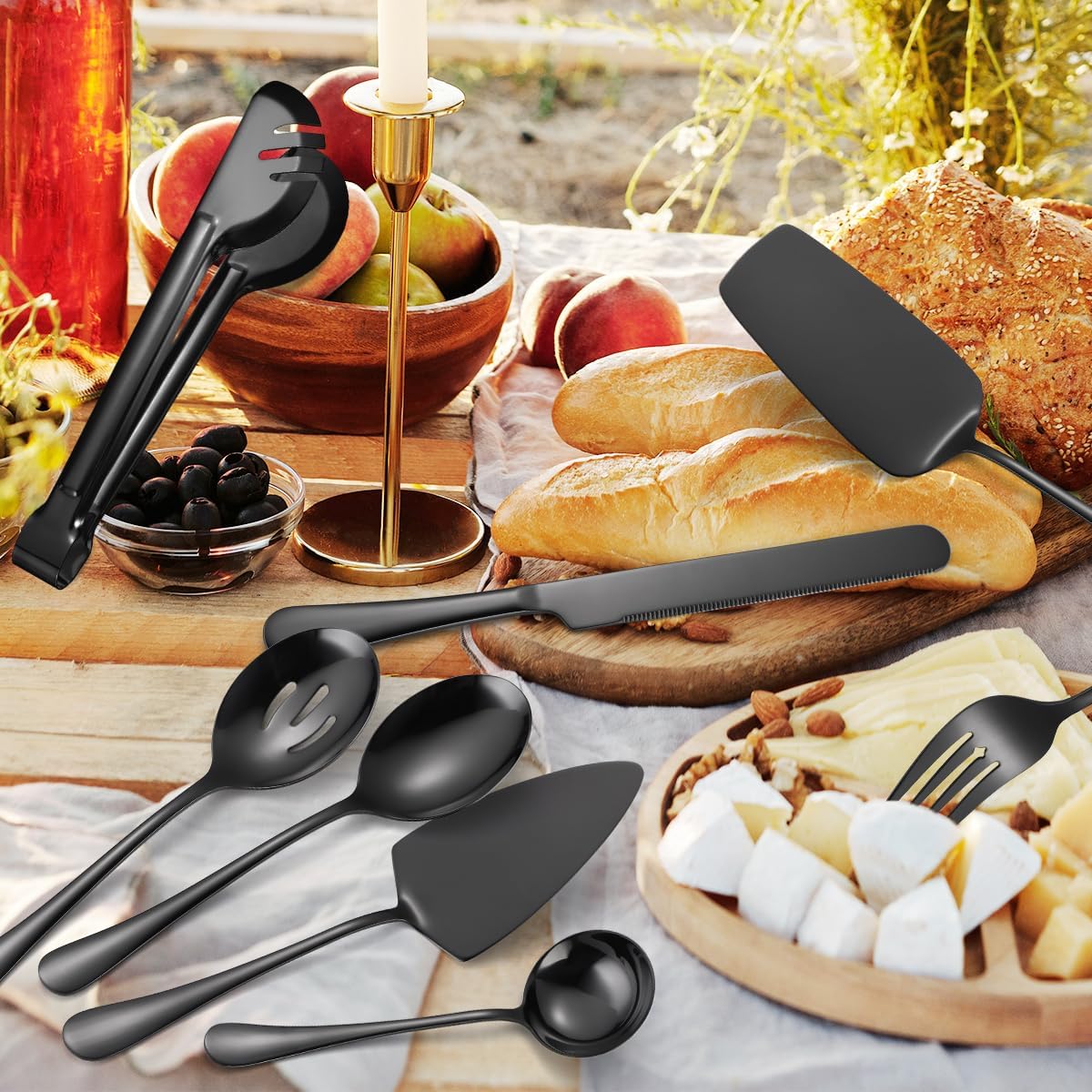 8-teiliges Servierbesteck-Set für Buffet, 8 Schwarz