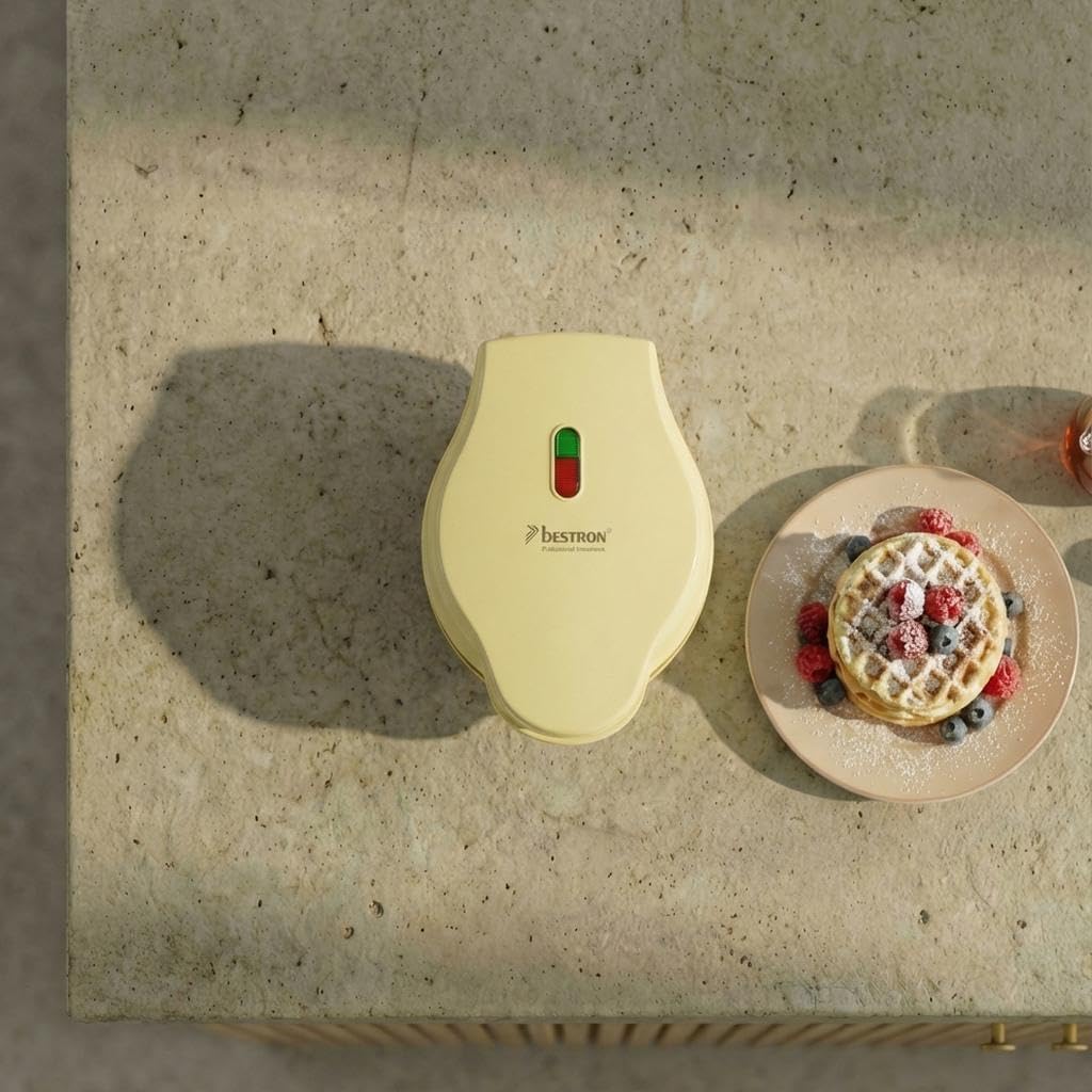 Mini-Waffeleisen im Retro-Design, Gelb